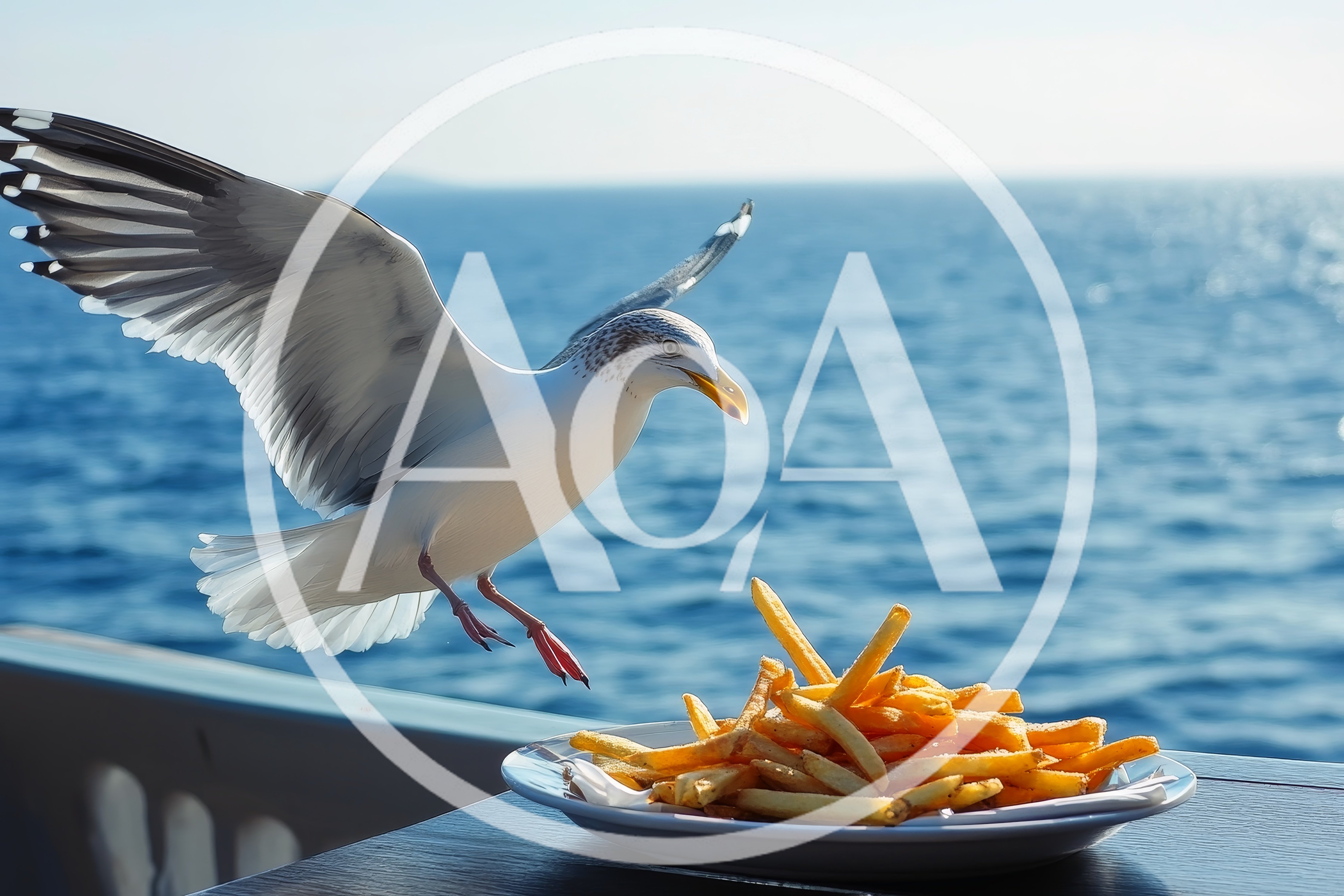 Seagull Swooping Down To Steal French Fries