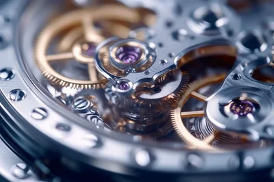 Macro View Of Intricate Mechanical Watch Movement