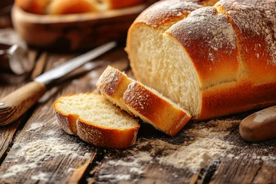 Freshly Baked Brioche Bread Loaf With Slices
