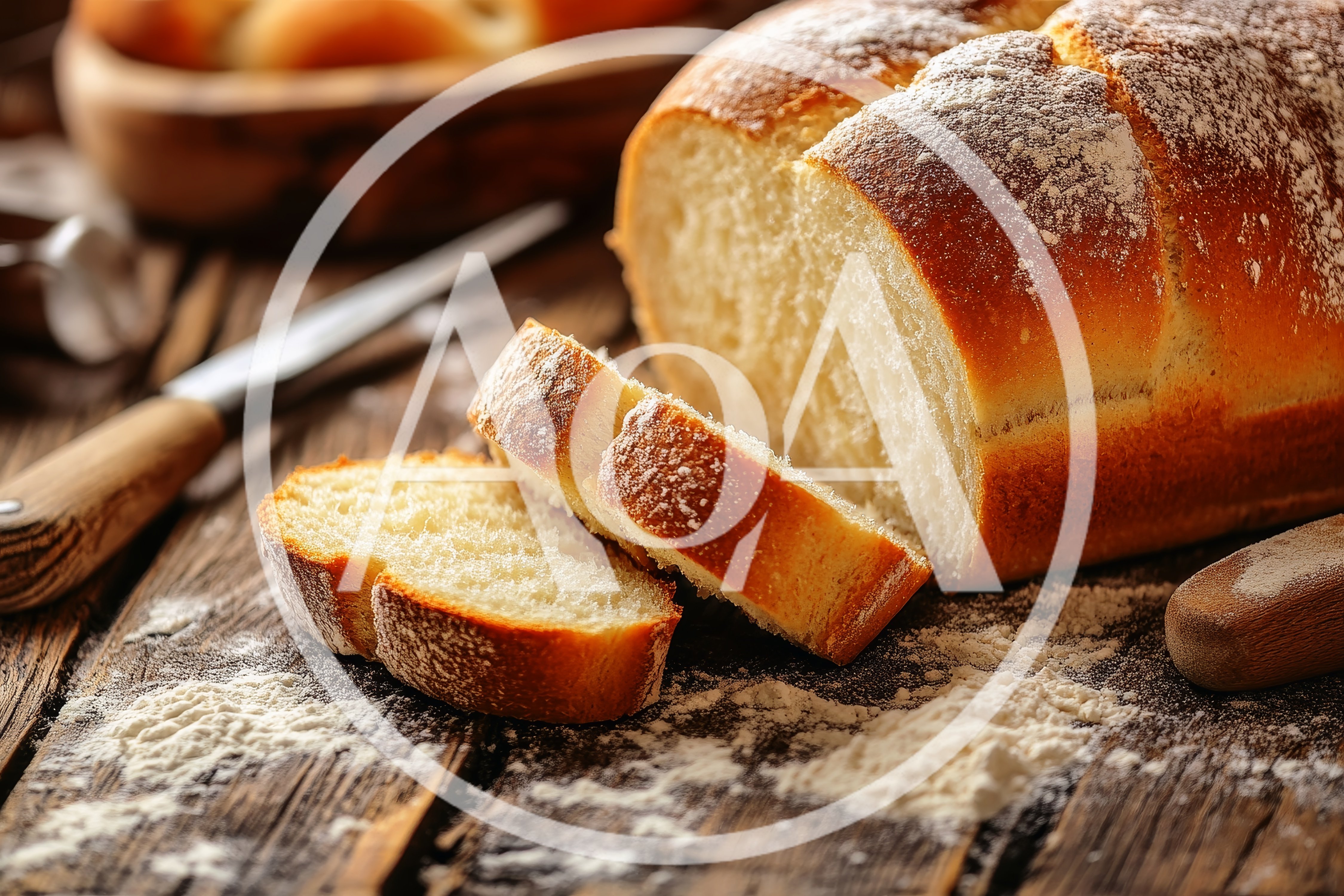 Freshly Baked Brioche Bread Loaf With Slices