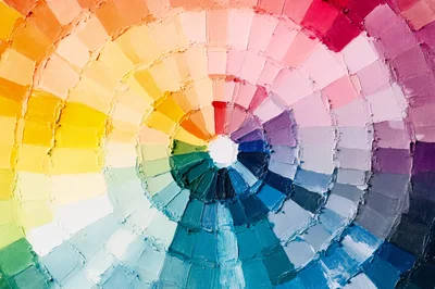 Circular Color Palette With Oil Paint Swatches