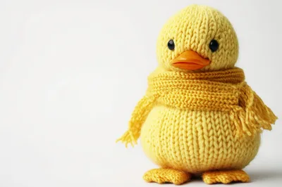 Knitted Yellow Duck Toy With Scarf