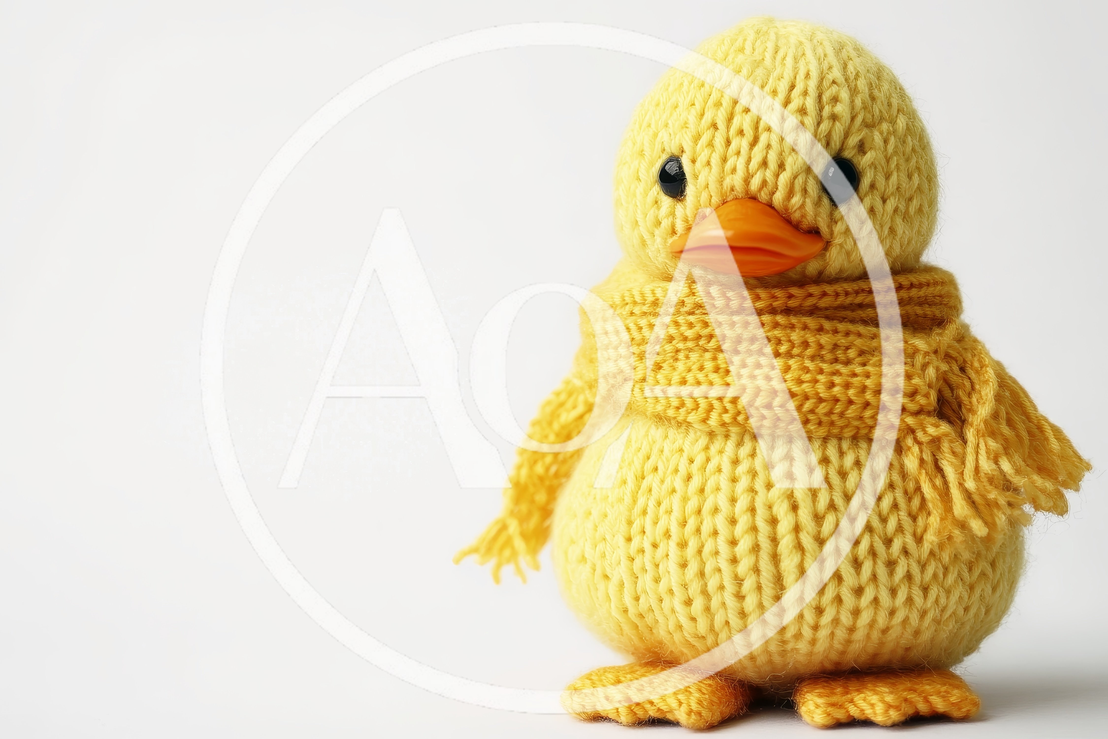 Knitted Yellow Duck Toy With Scarf