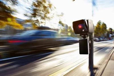 Speed Camera Monitoring Traffic on Urban Road