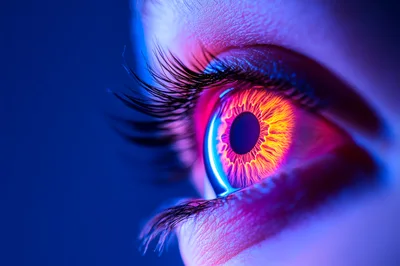 Extreme Close Up Of A Glowing Human Eye