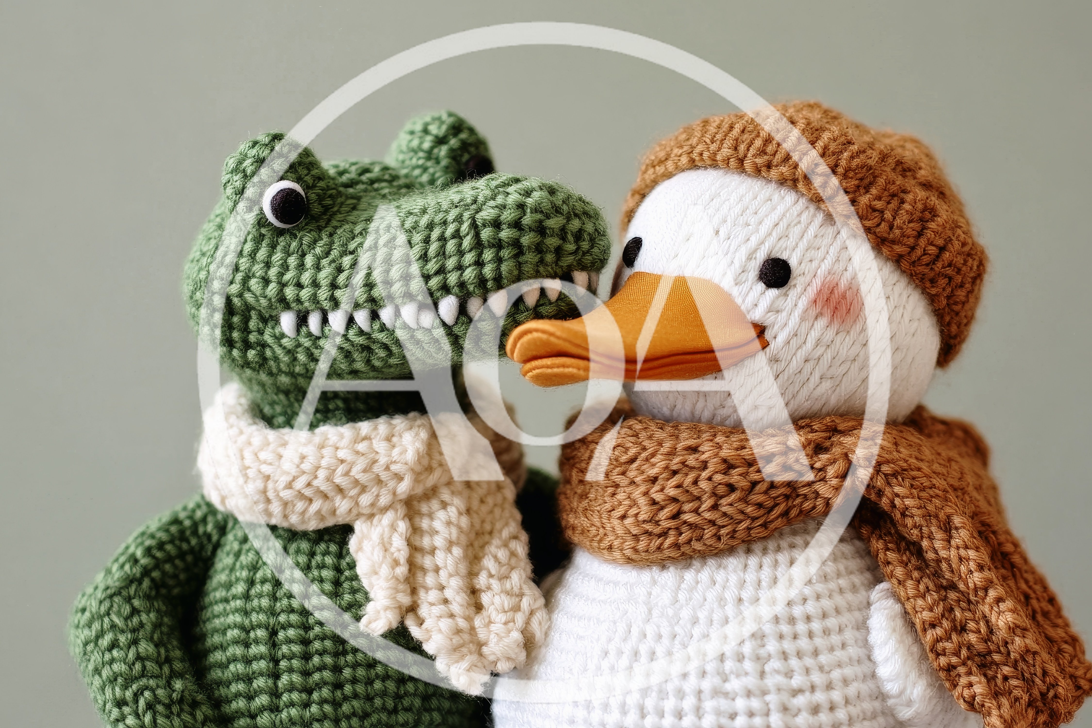 Crochet Crocodile and Duck Dolls Wearing Scarves