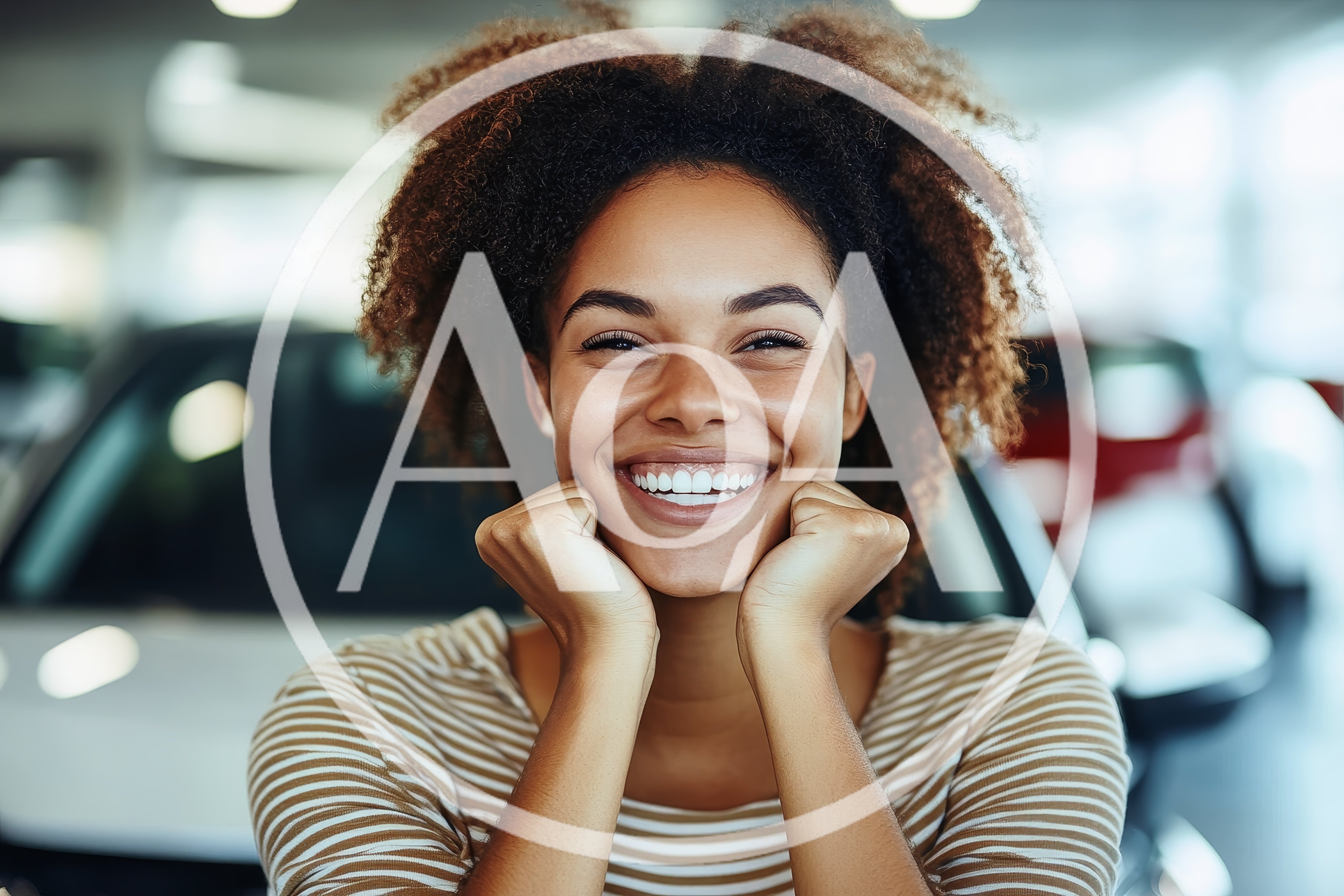 Happy Young Woman Smiling In A Car Dealership