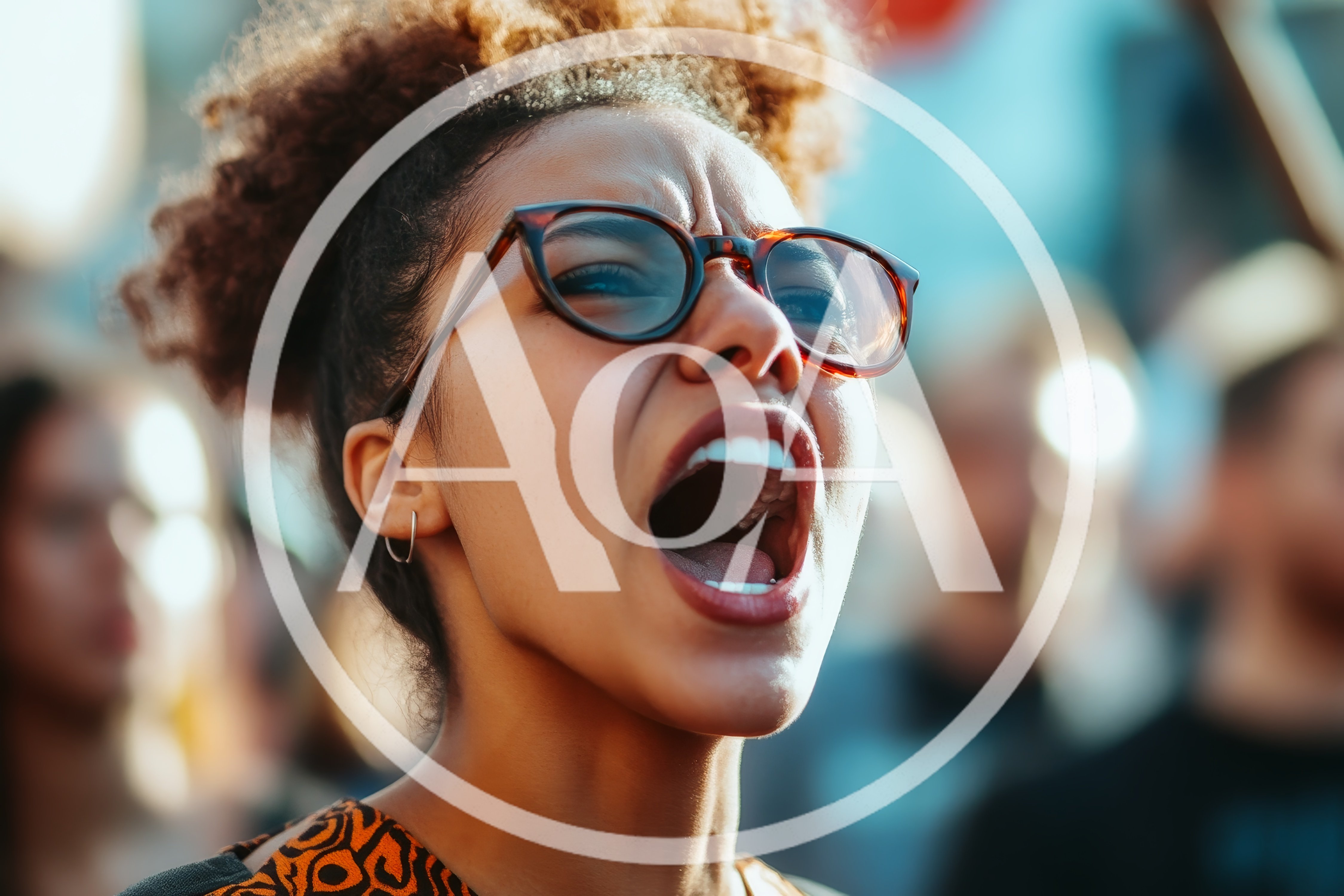 Young Woman Shouting Passionately During A Public Protest