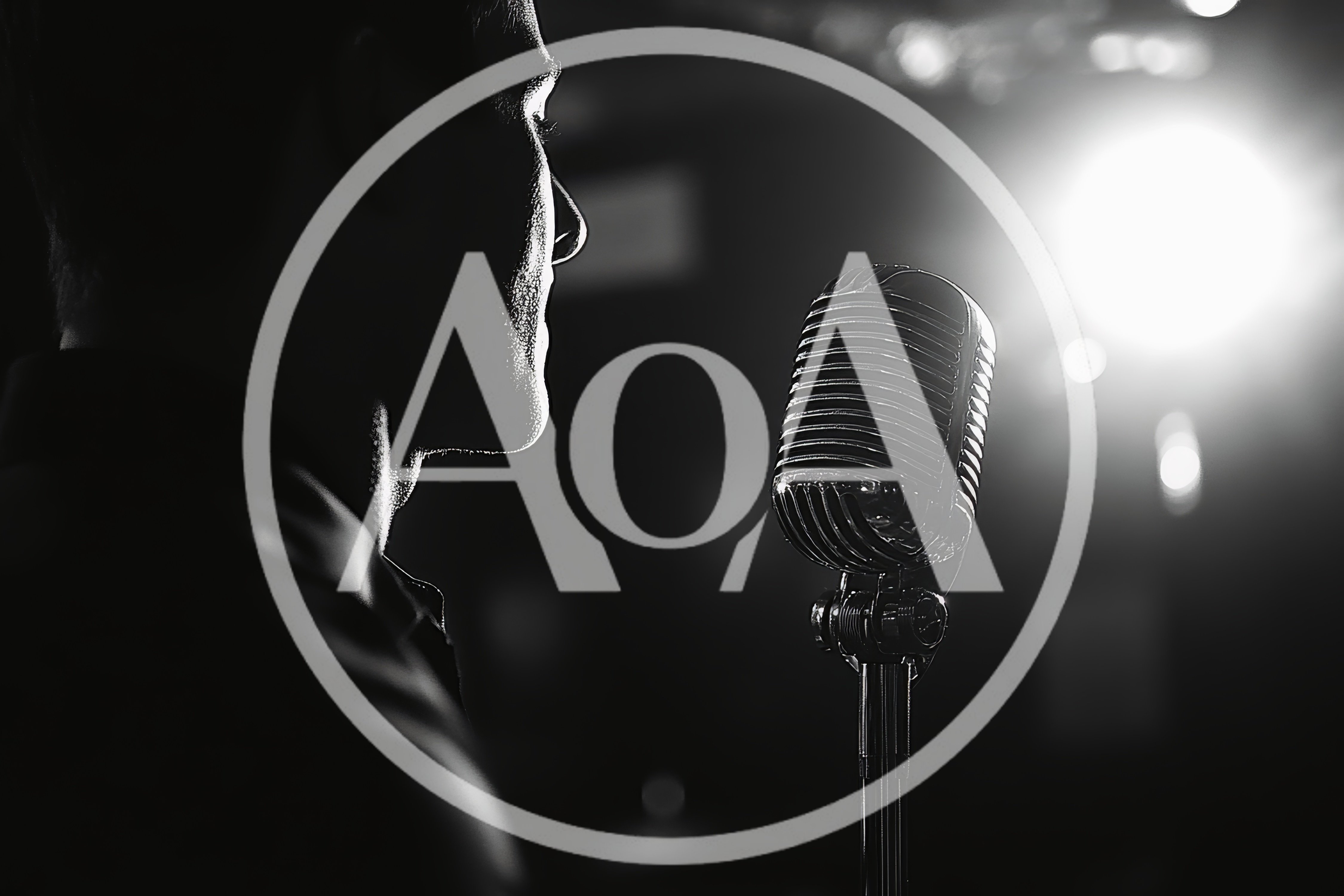 Silhouette Of A Singer Performing Into A Vintage Microphone