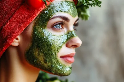 Young Woman Applying Natural Green Face Mask