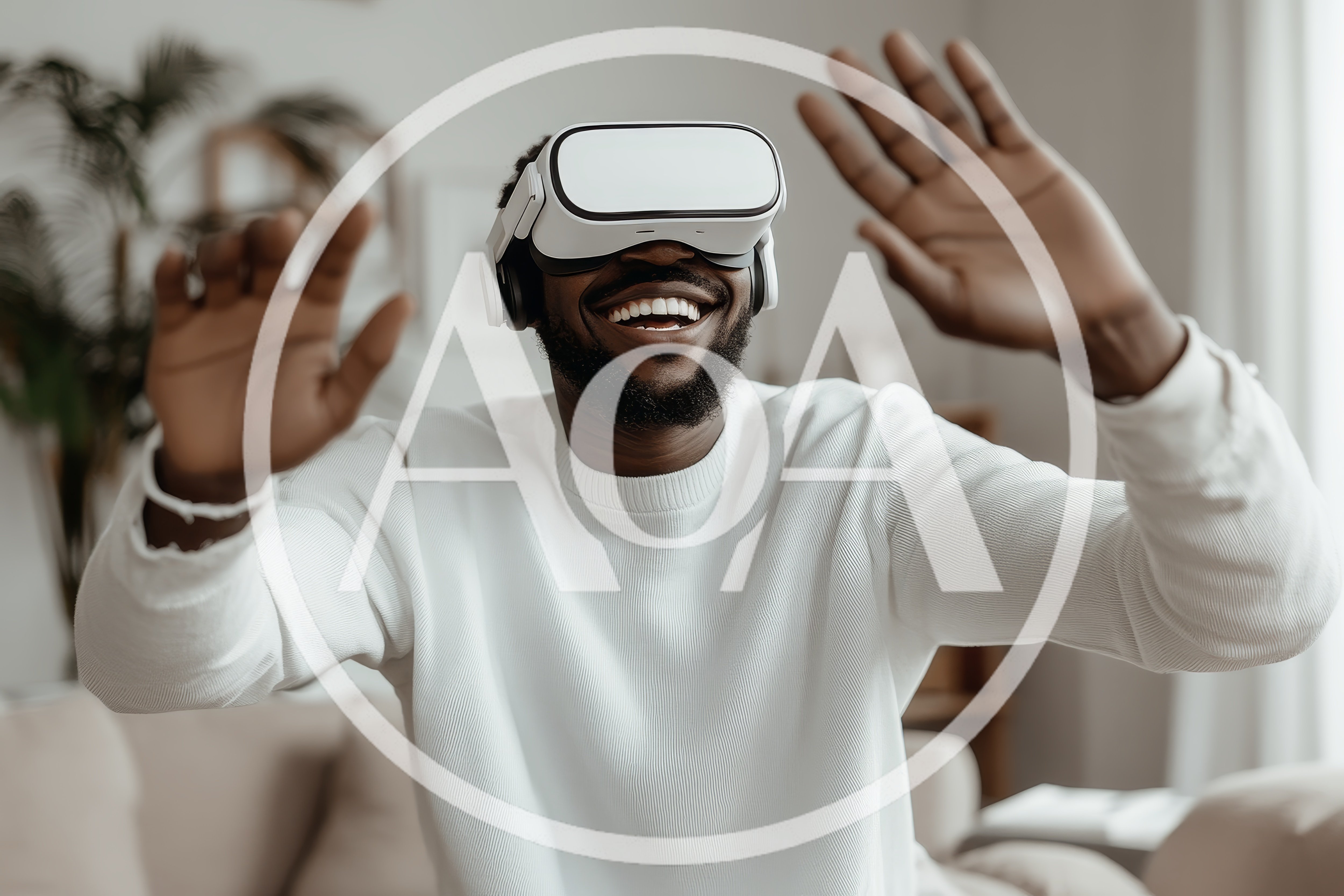 Happy African American Man Using Virtual Reality Headset