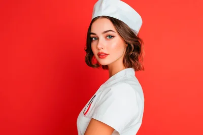 Portrait Of A Beautiful Young Nurse In Uniform