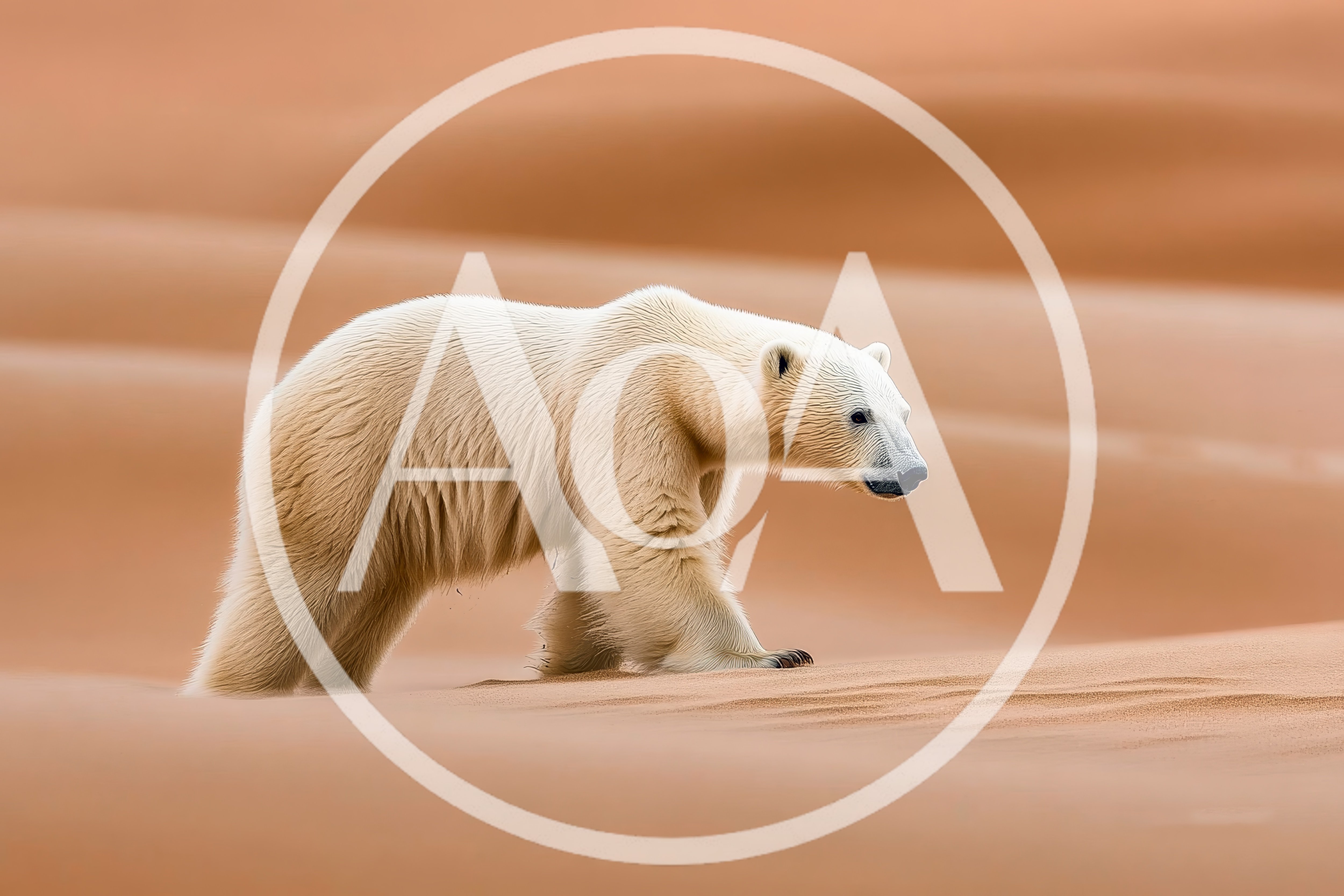 Polar Bear Walking Across A Vast Desert Landscape