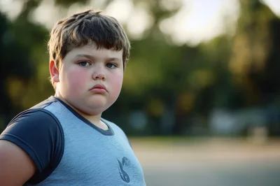 Portrait Of A Serious Young Boy Outdoors