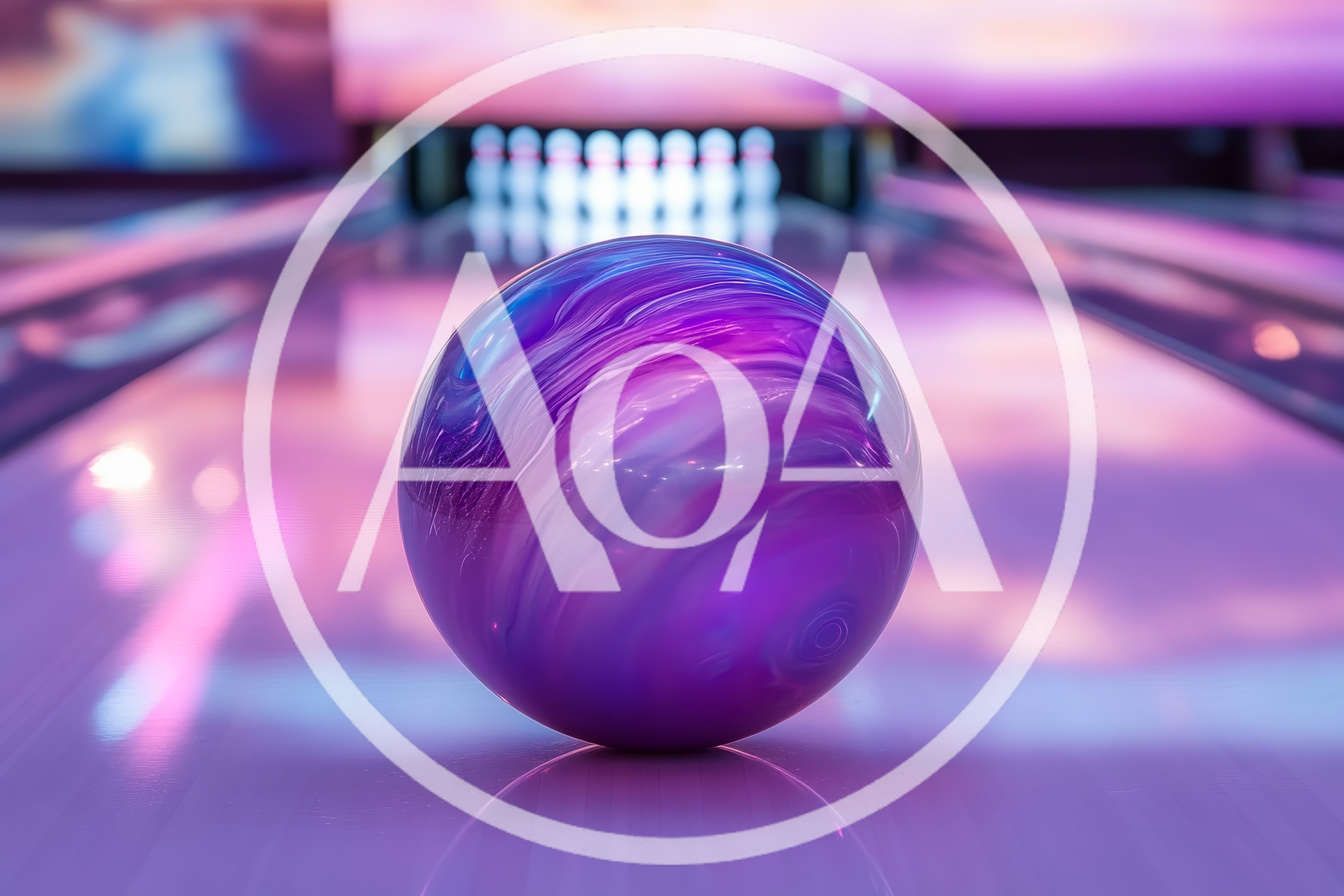 Purple Swirl Bowling Ball on Lane