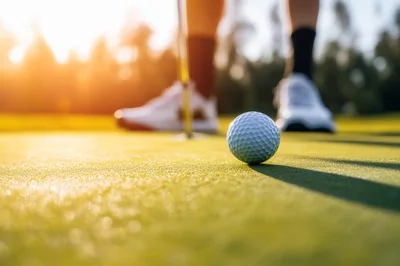 Golf Ball Resting On Green Before A Putt
