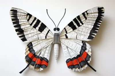 Paper Art Butterfly Sculpture Made From Vintage Book Pages