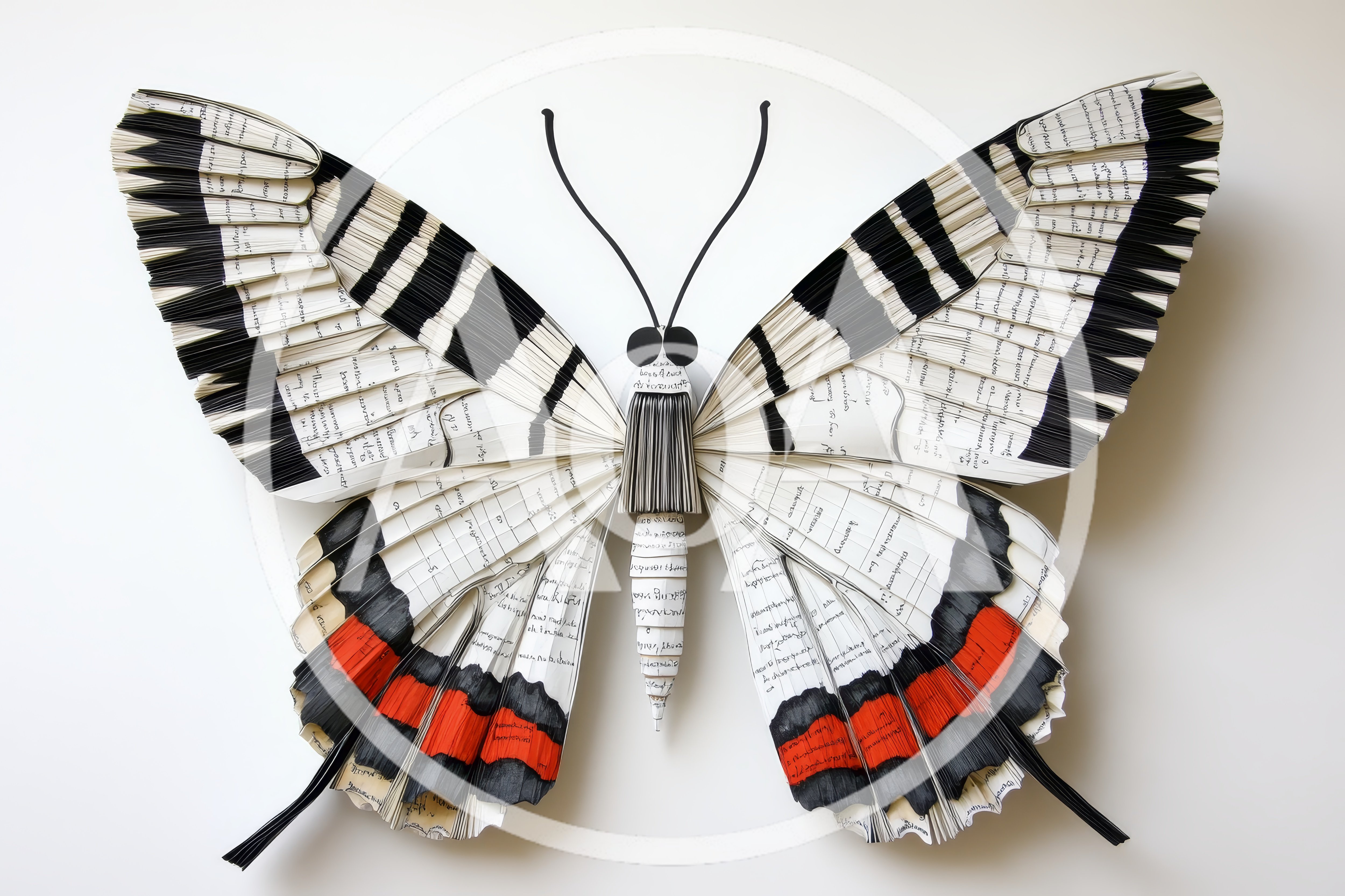 Paper Art Butterfly Sculpture Made From Vintage Book Pages