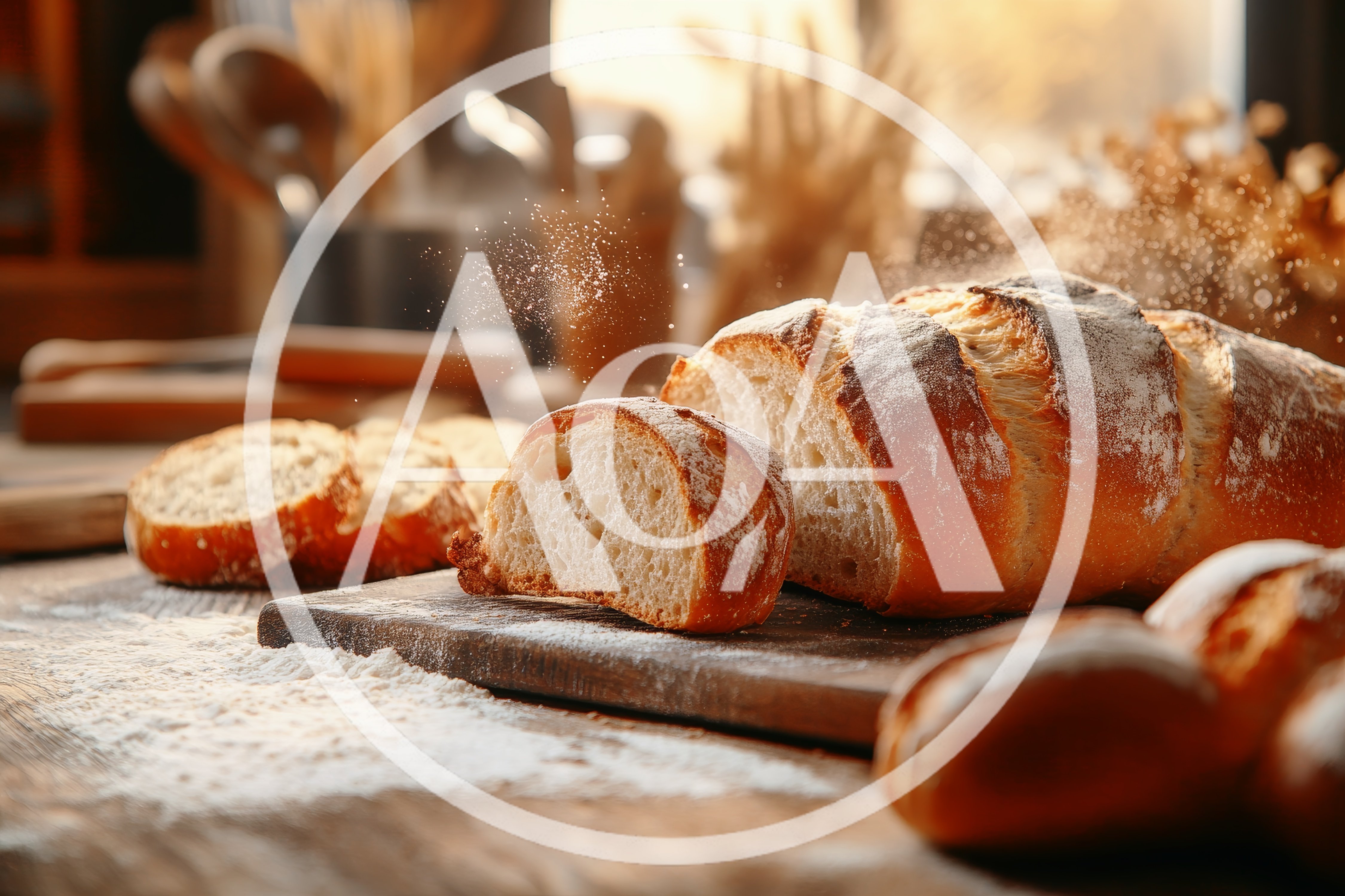 Freshly Baked Sourdough Bread Loaf On Wooden Board