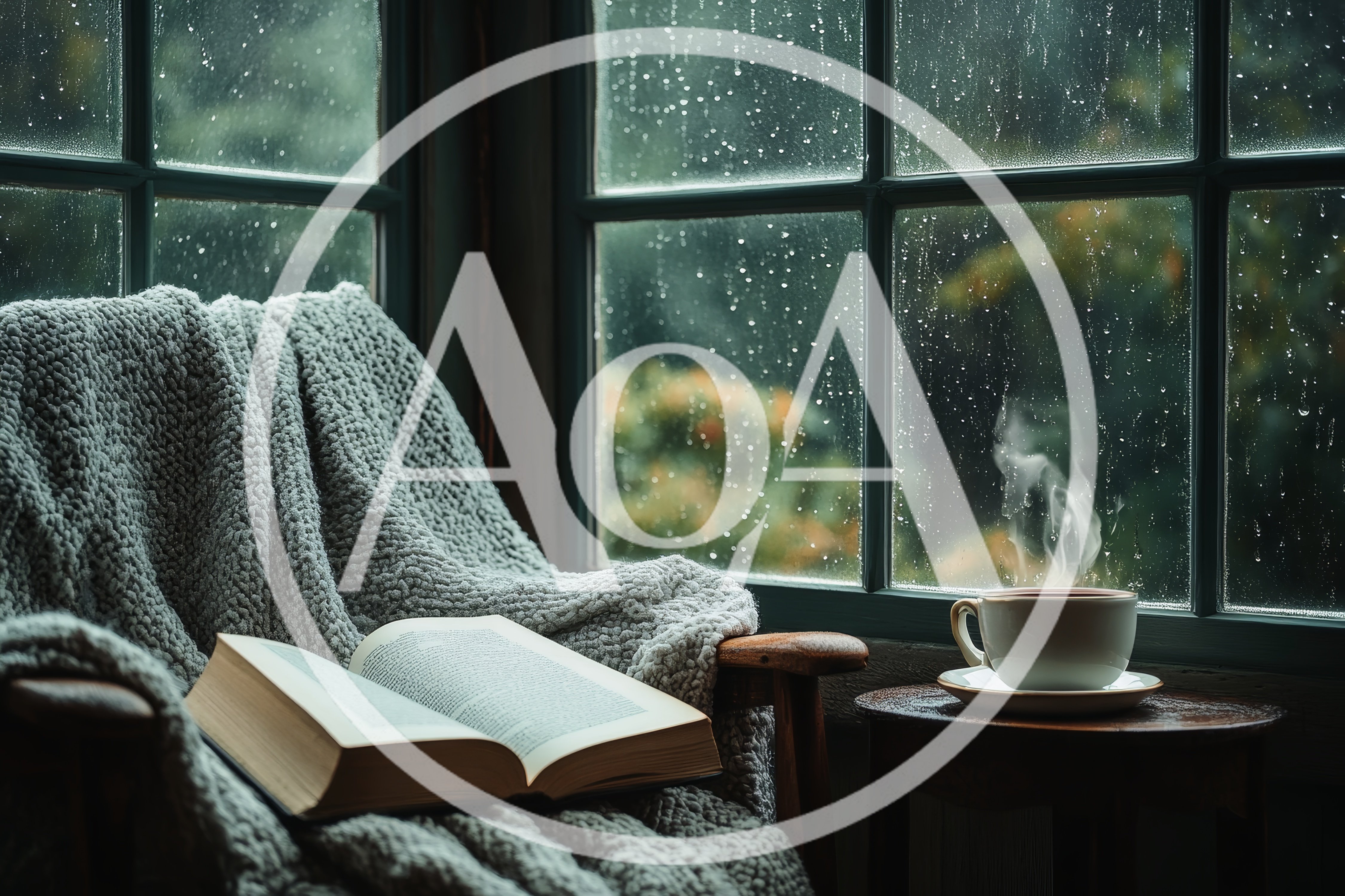 Cozy Reading Nook With Book And Steaming Coffee