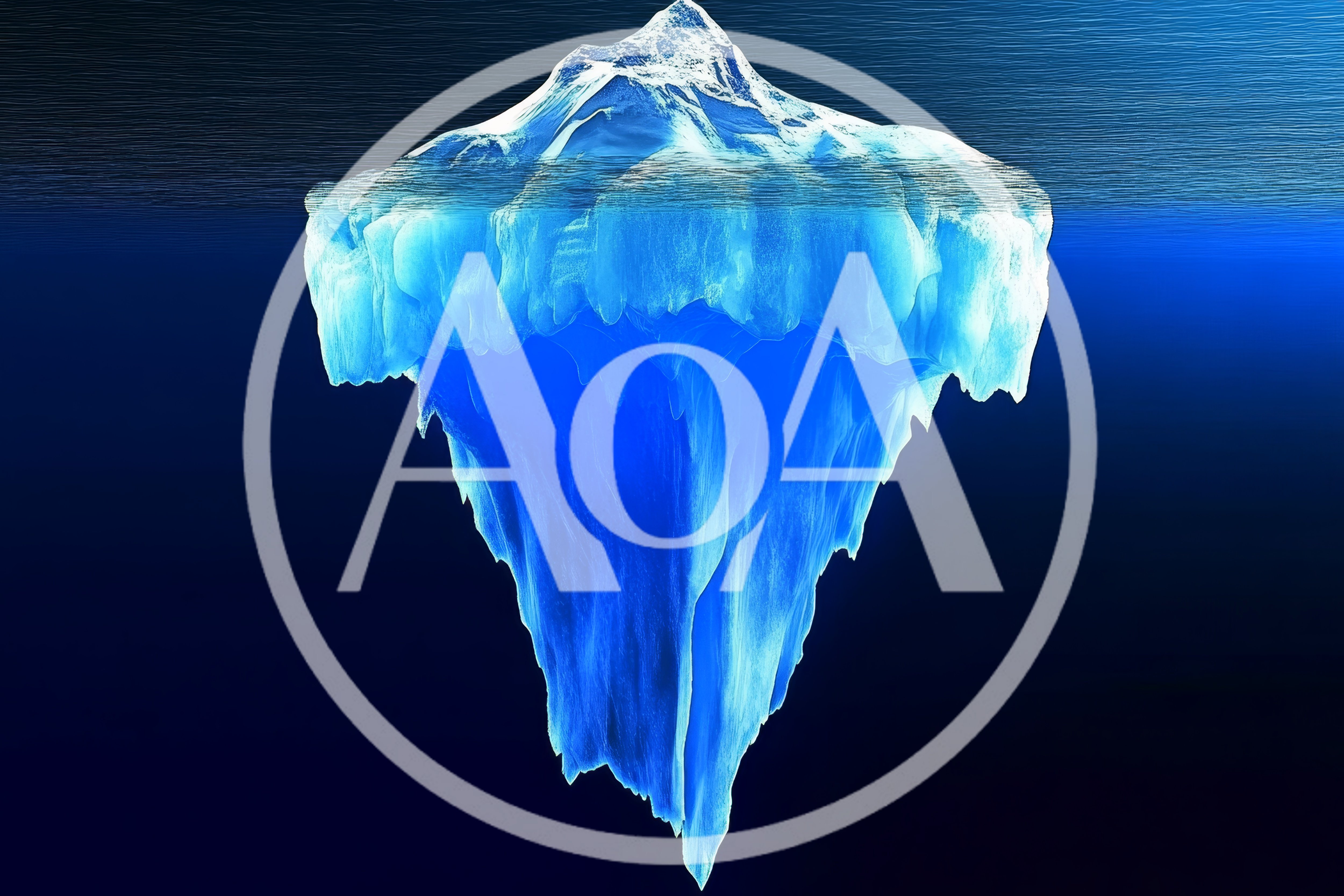 Large Iceberg Floating In Deep Blue Ocean Water