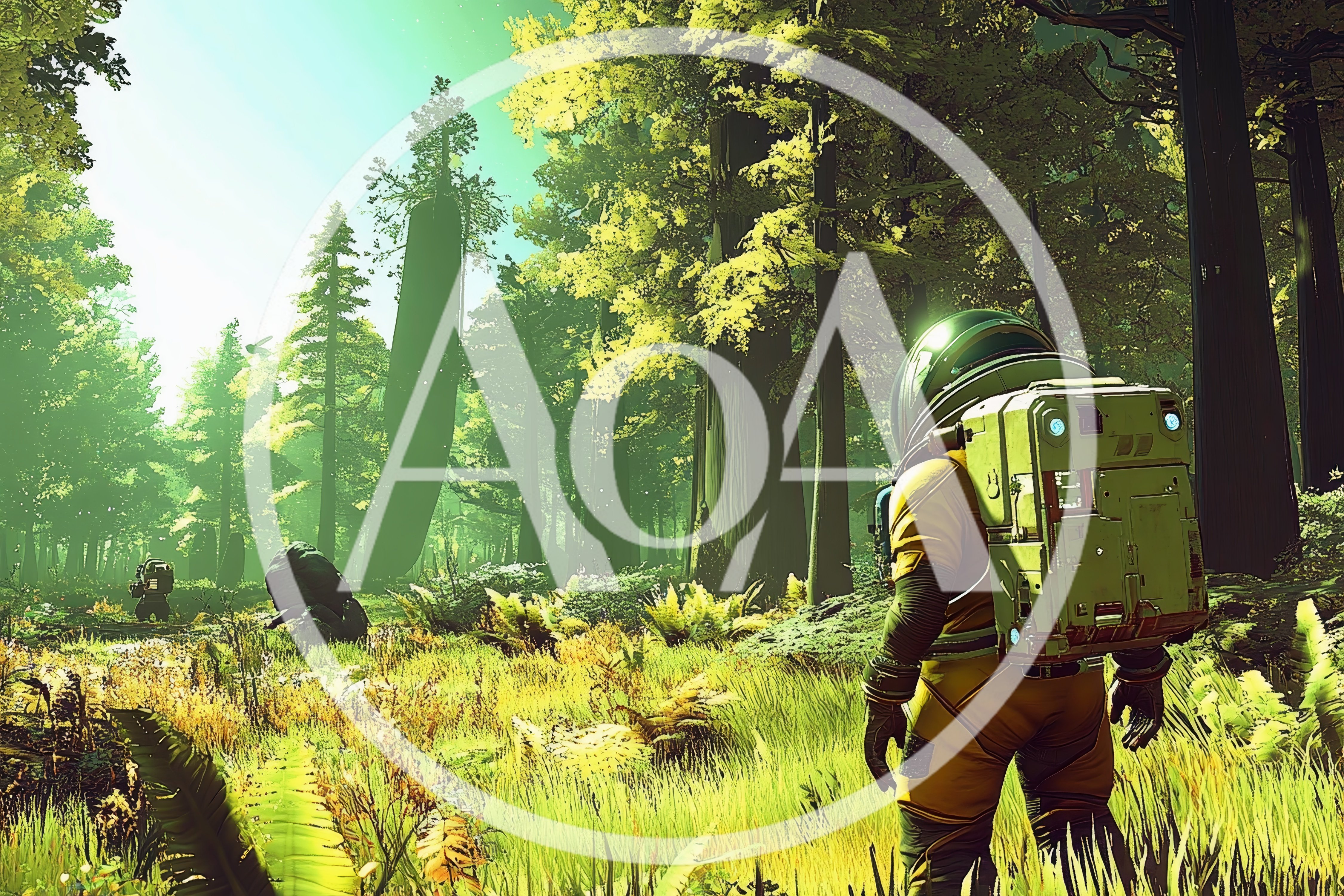 Astronaut Exploring A Lush Alien Forest Landscape