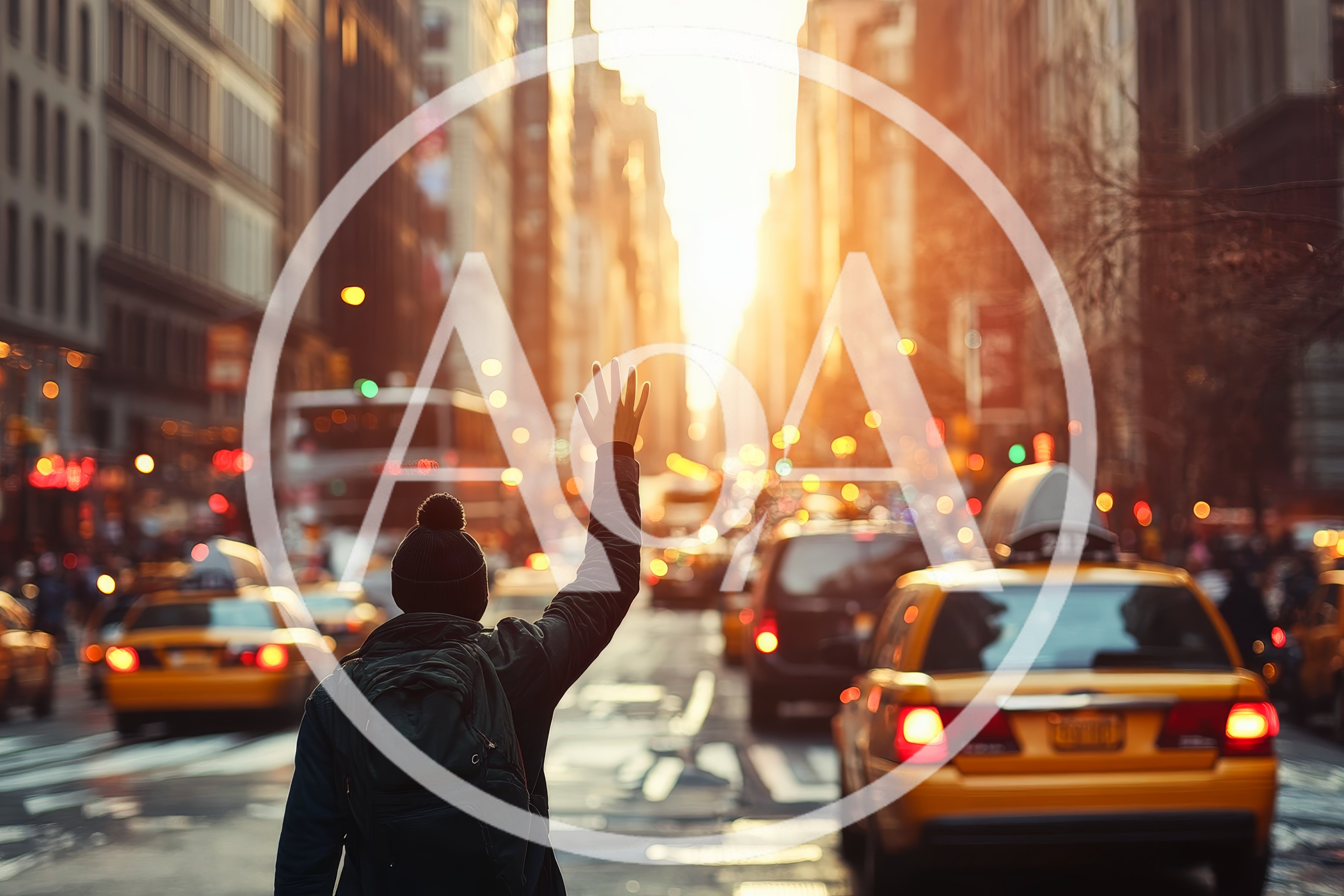 Person Hailing A Yellow Taxi In New York City