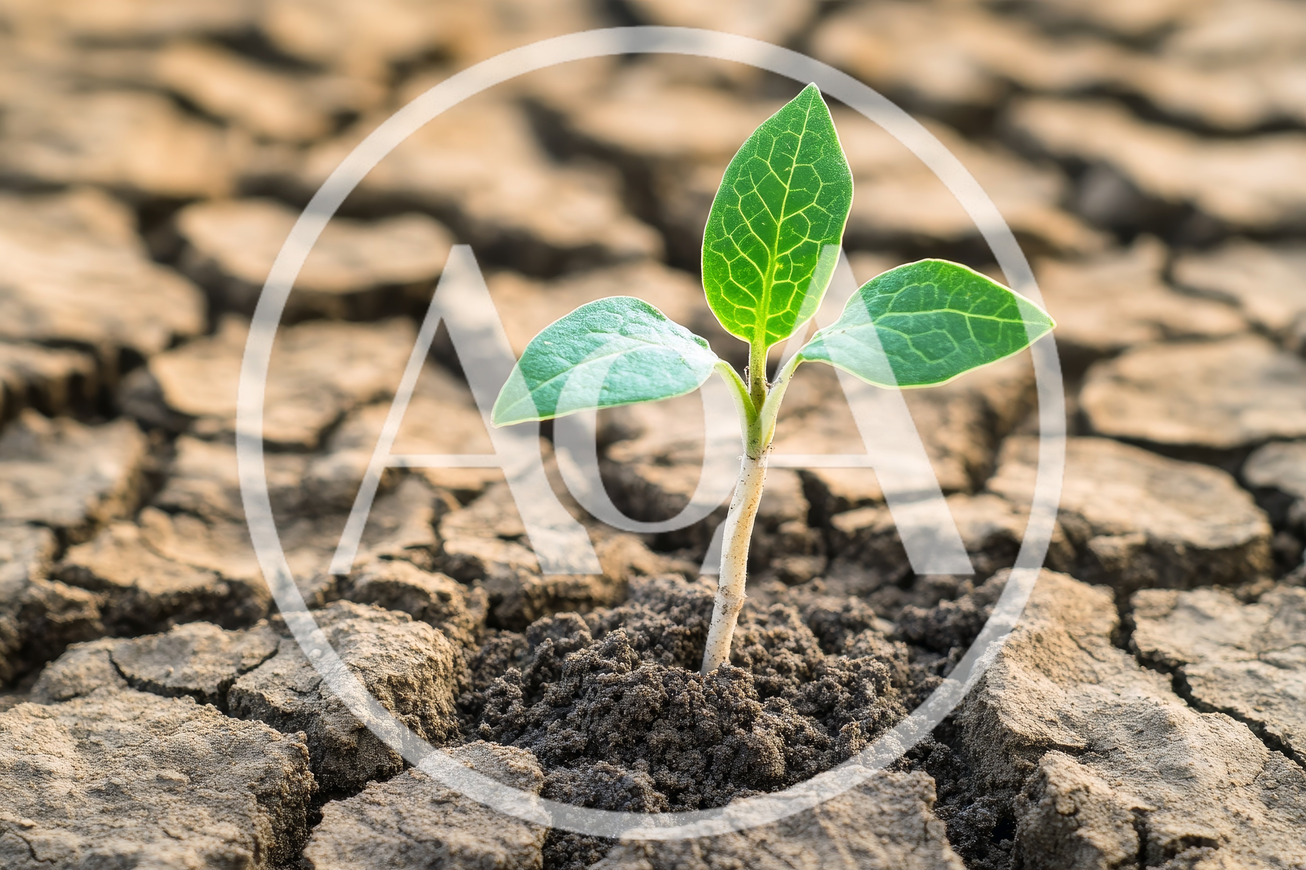 Small Green Sprout Growing From Cracked Dry Earth