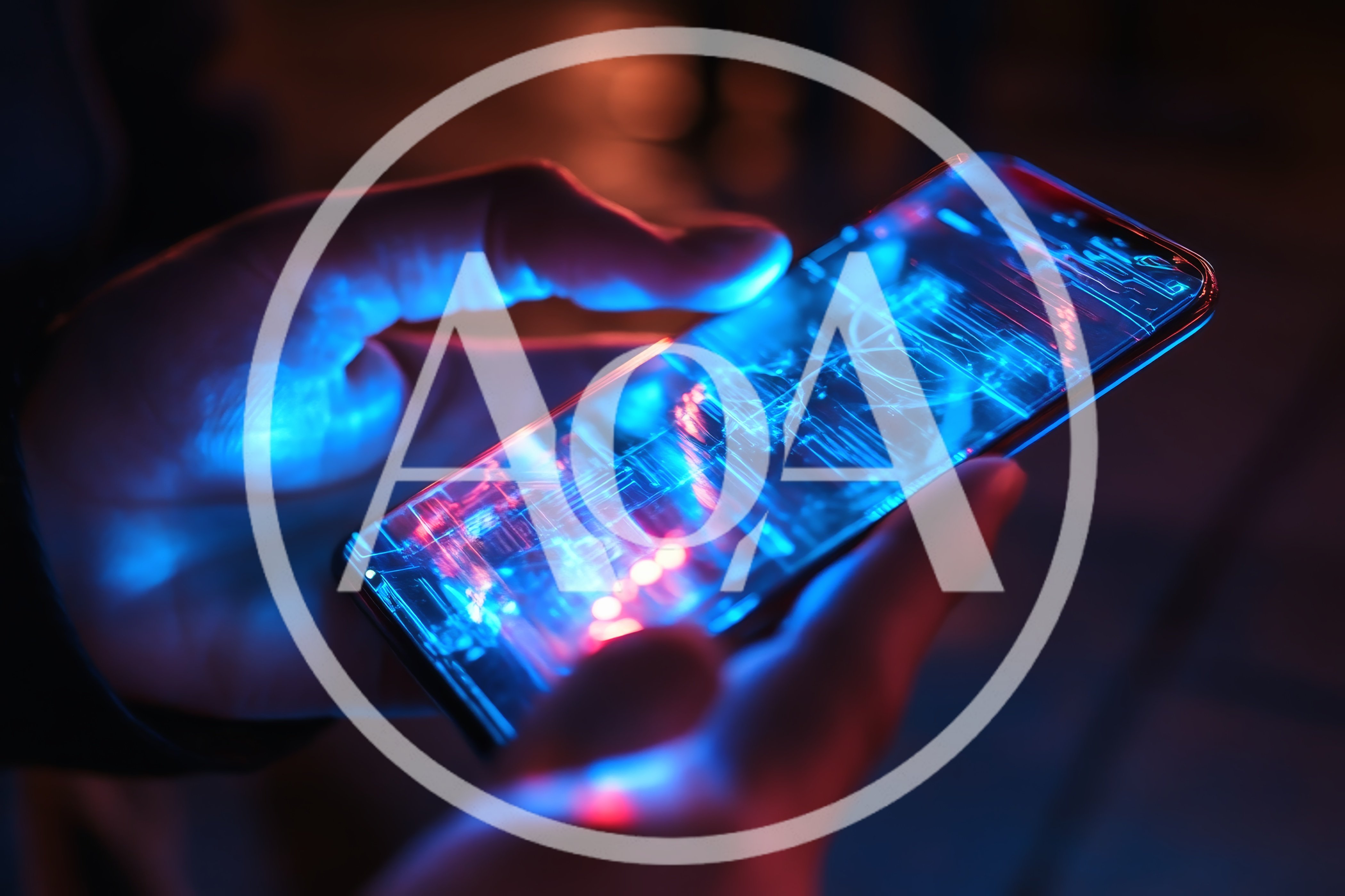 Person Holding Smartphone With Glowing Digital Interface