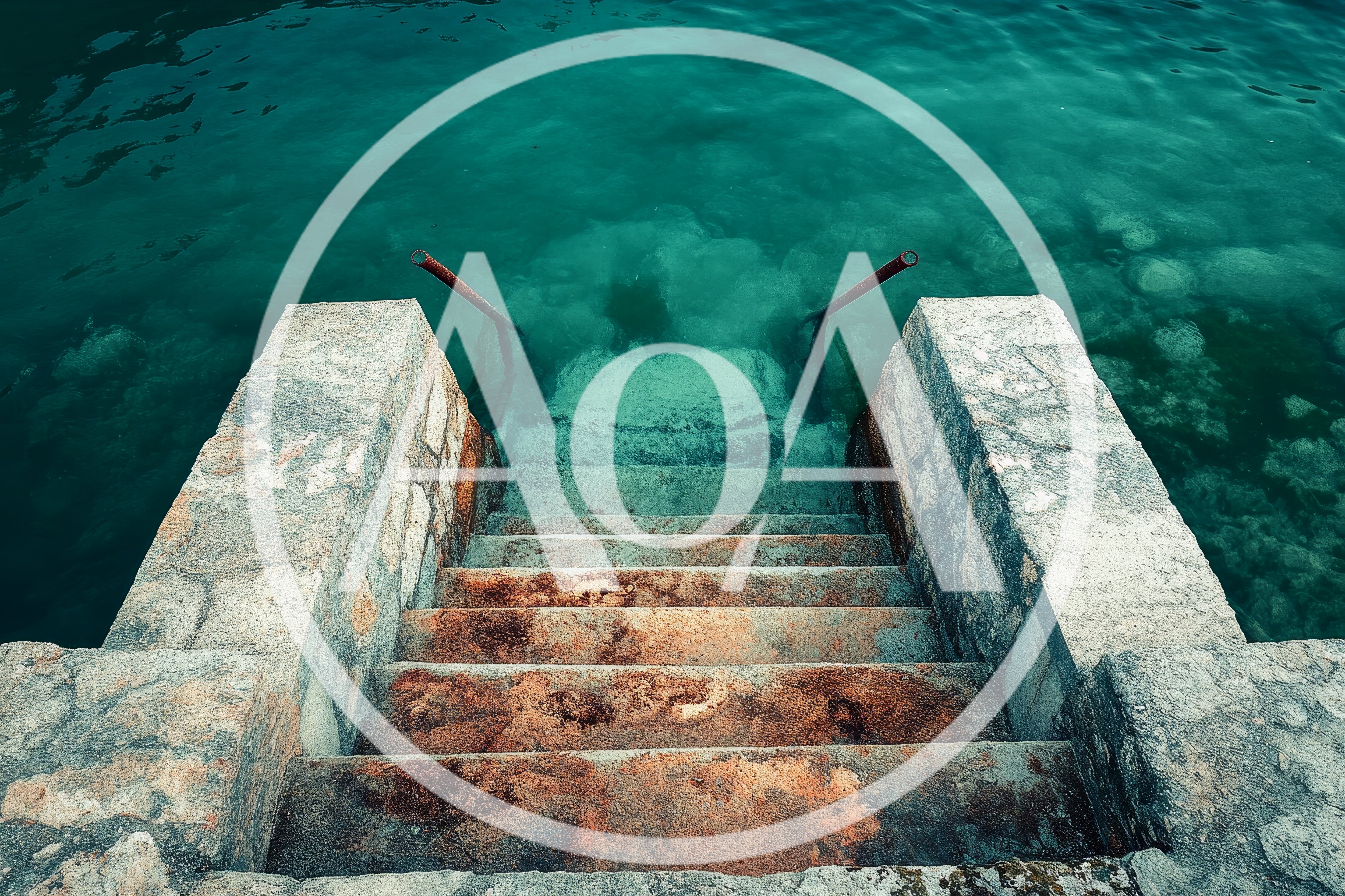 Stone Stairs Leading Into Clear Turquoise Water