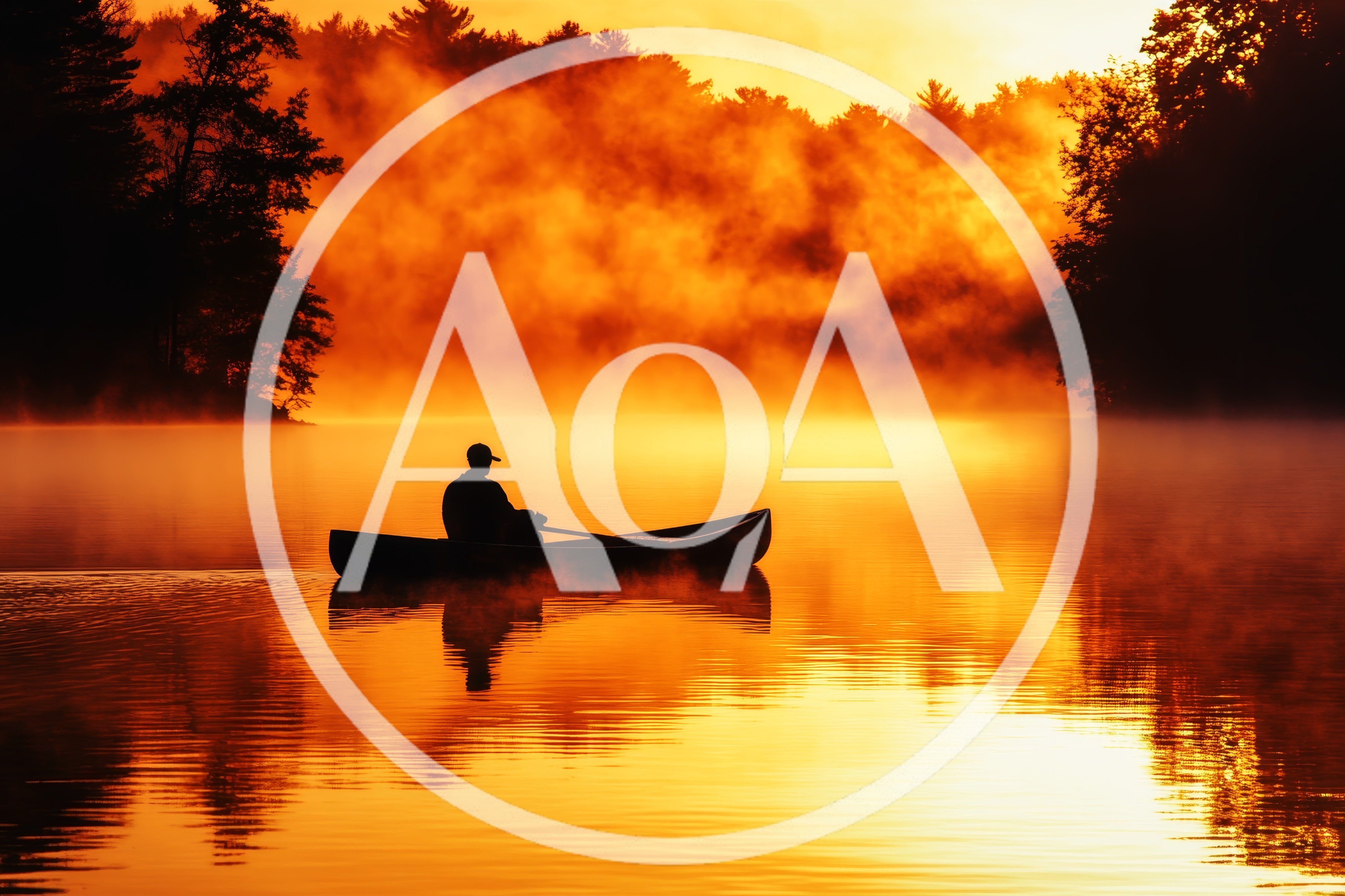 Silhouette Of A Person Paddling A Canoe At Sunrise