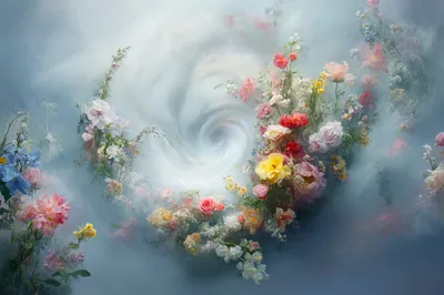 Ethereal Floral Swirl In Misty Atmosphere