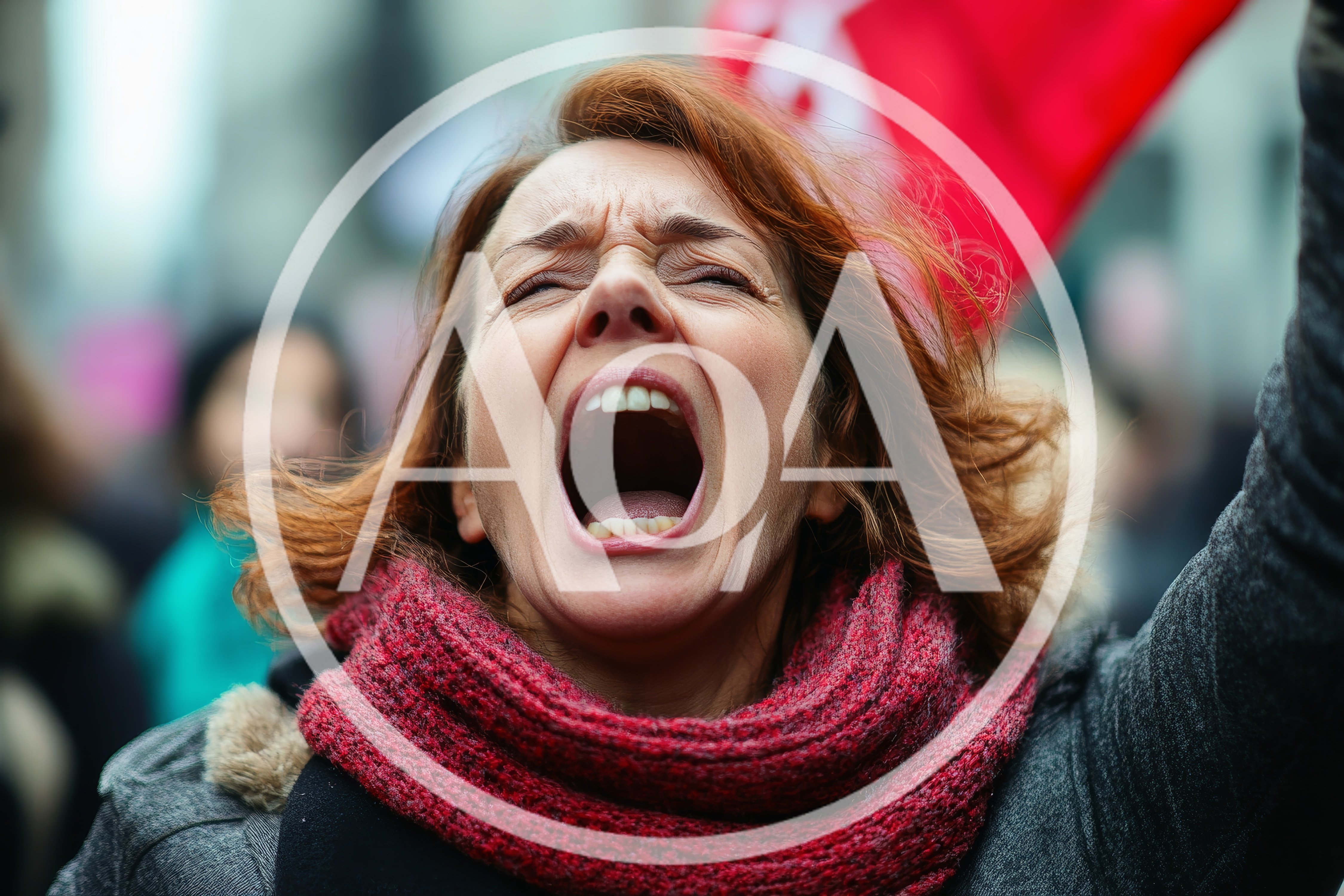 Woman Shouting Passionately During A Public Protest