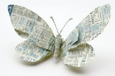 Origami Butterfly Made From Vintage Printed Paper