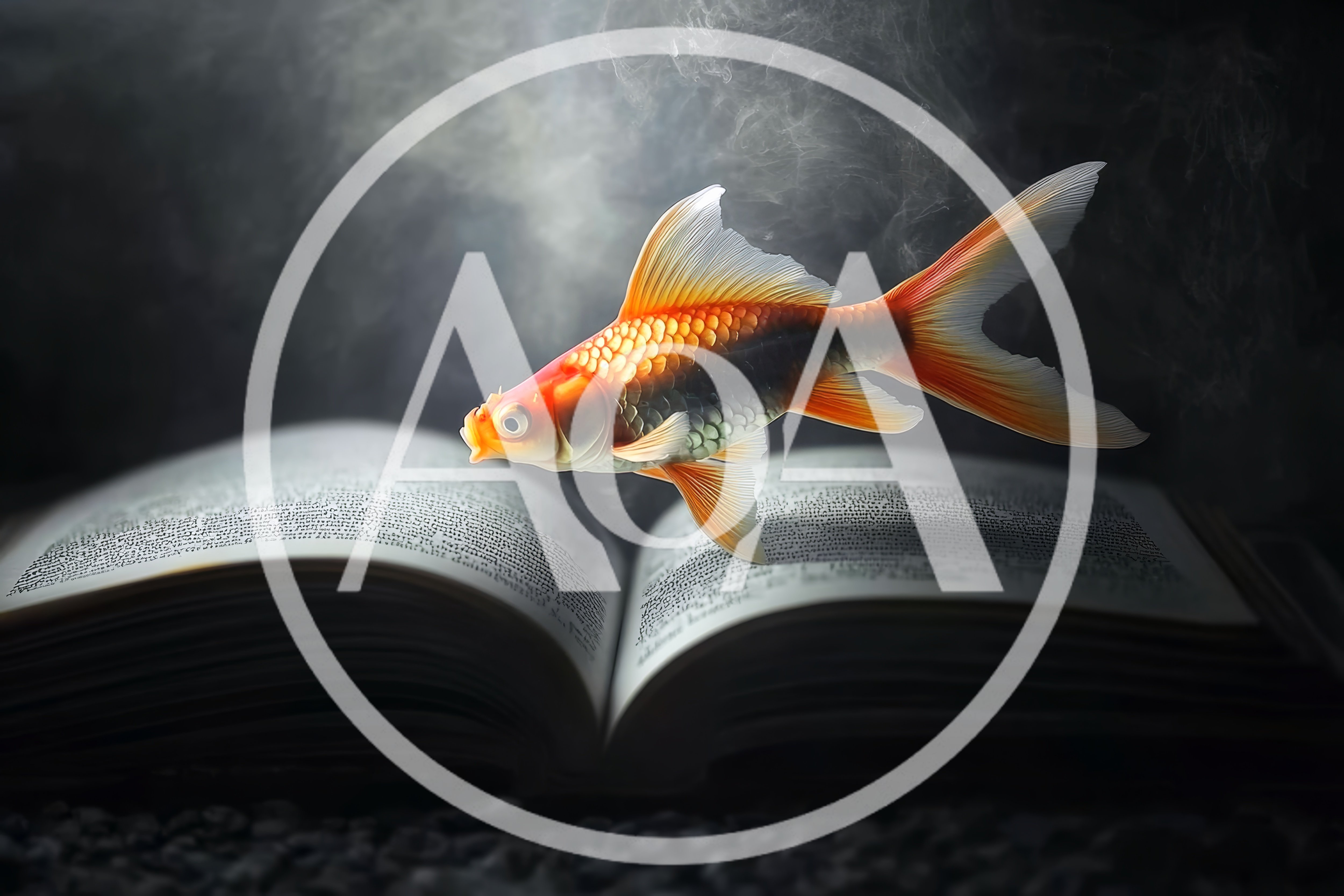 Goldfish Floating Above An Open Book