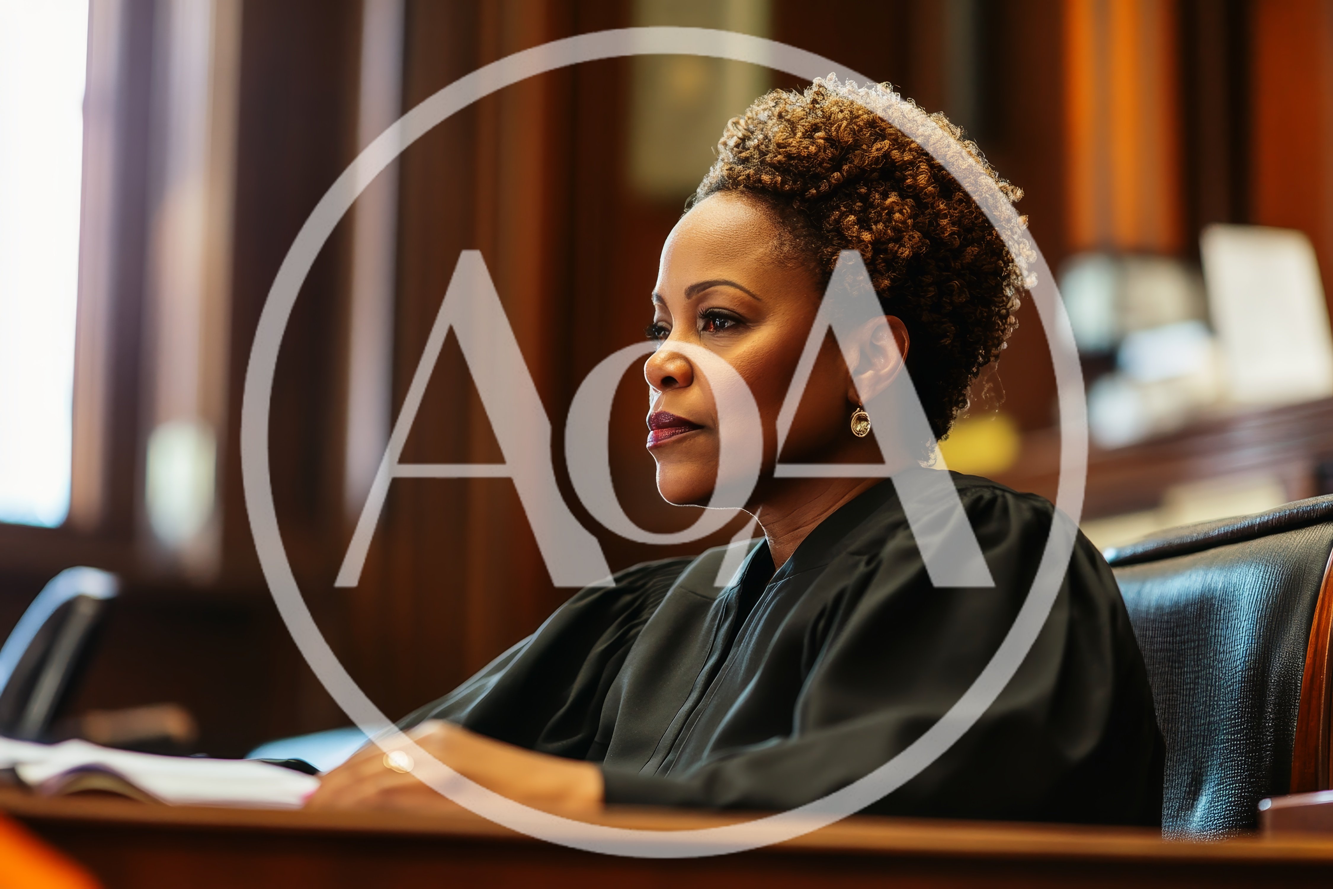 Female Judge Presiding In A Courtroom