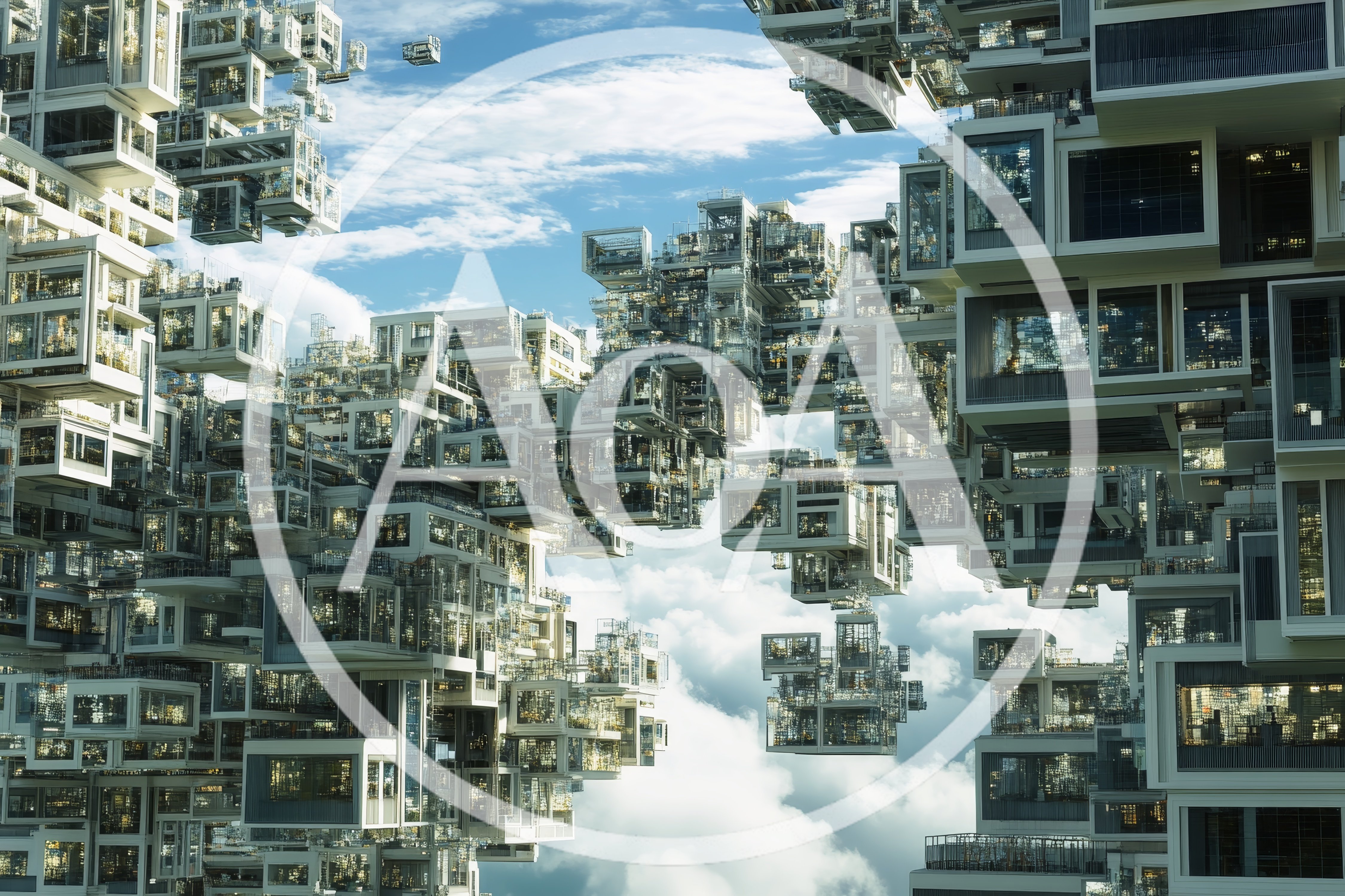 Futuristic Modular Floating City Architecture In The Clouds