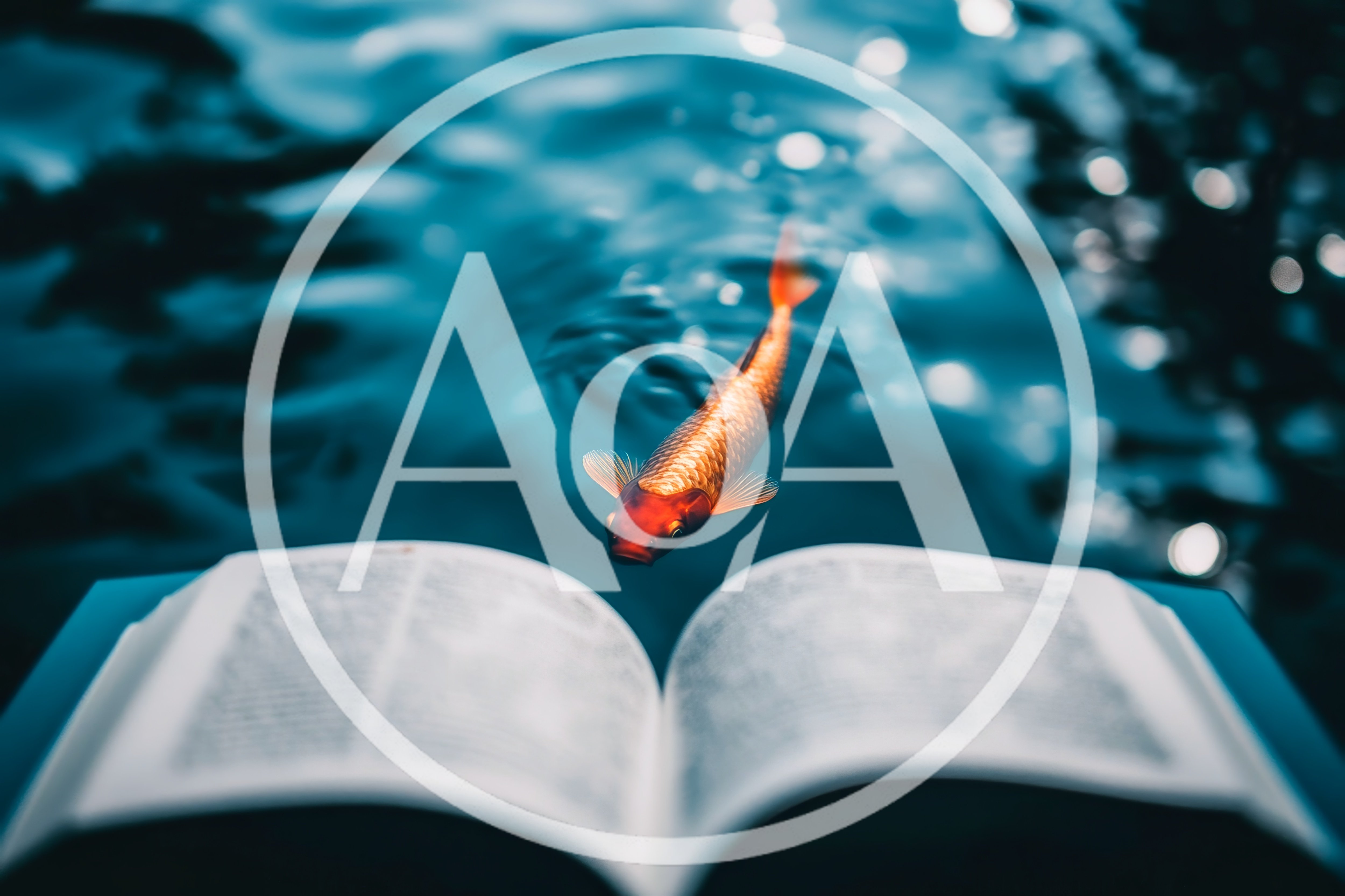 Golden Koi Fish Swimming Above An Open Book