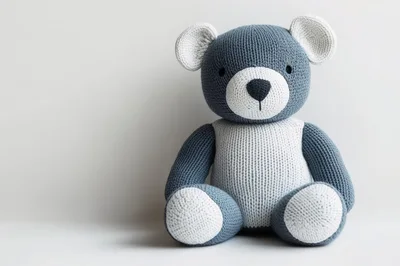 Knitted Blue And White Teddy Bear Toy
