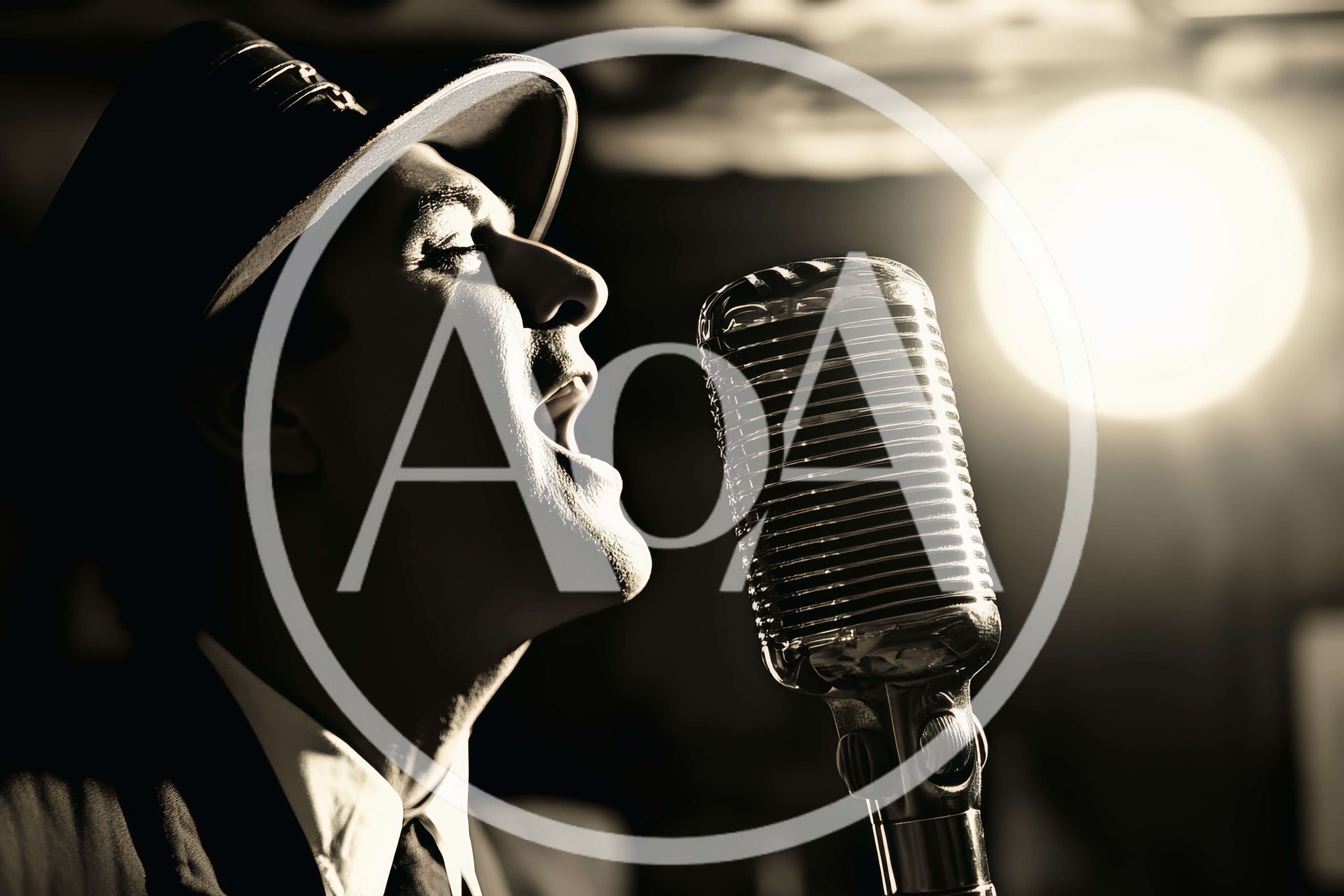 Jazz Singer Performing Into A Vintage Microphone