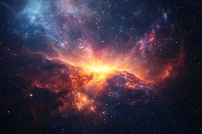 Vibrant Cosmic Nebula With Glowing Stars In Deep Space
