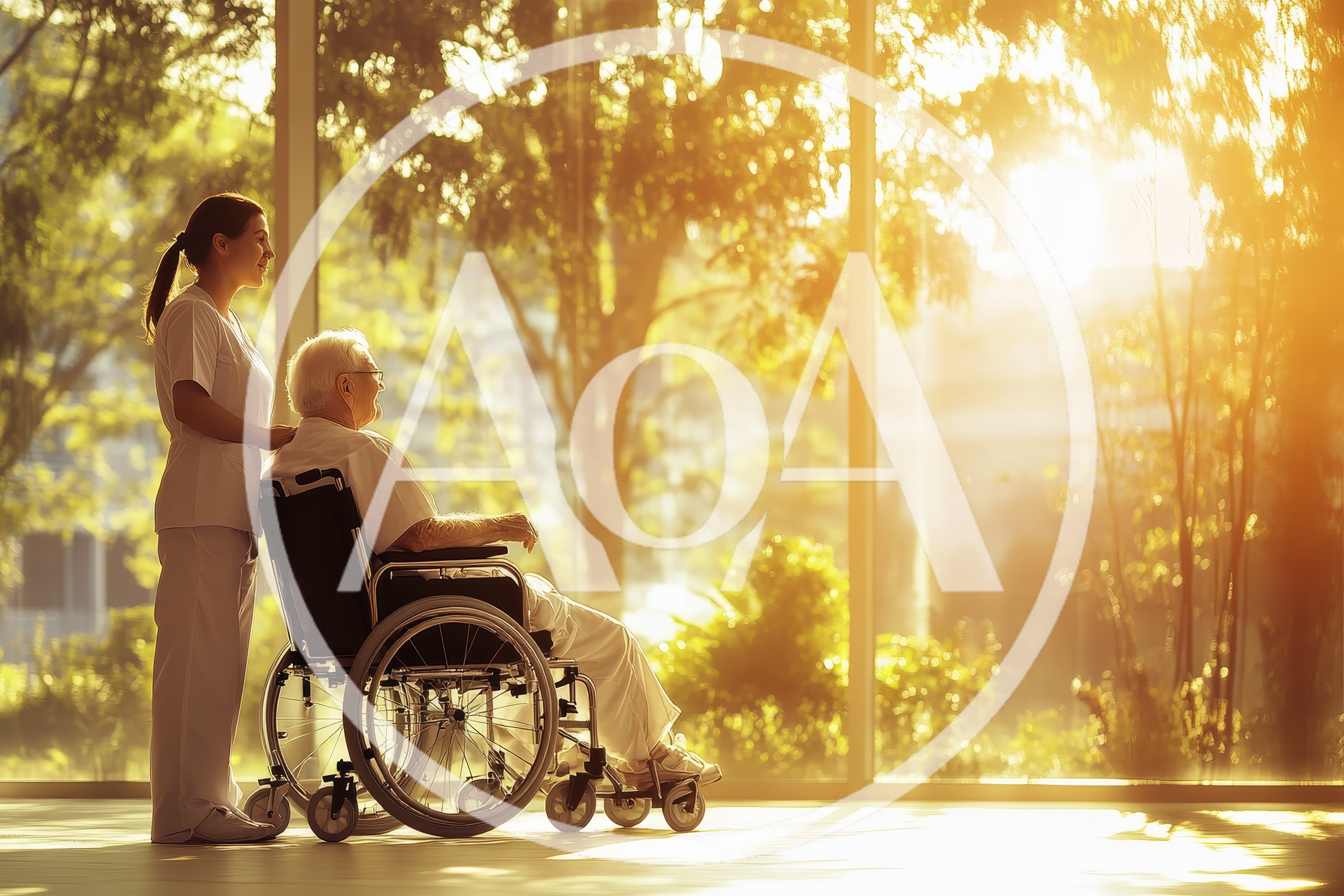 Caregiver Assisting Elderly Patient in Wheelchair