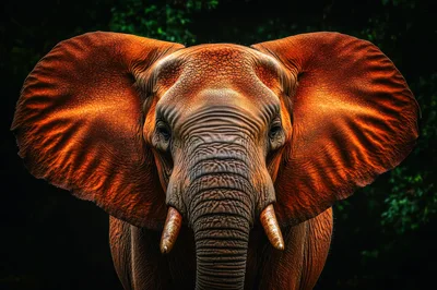 Majestic African Elephant Portrait With Large Ears