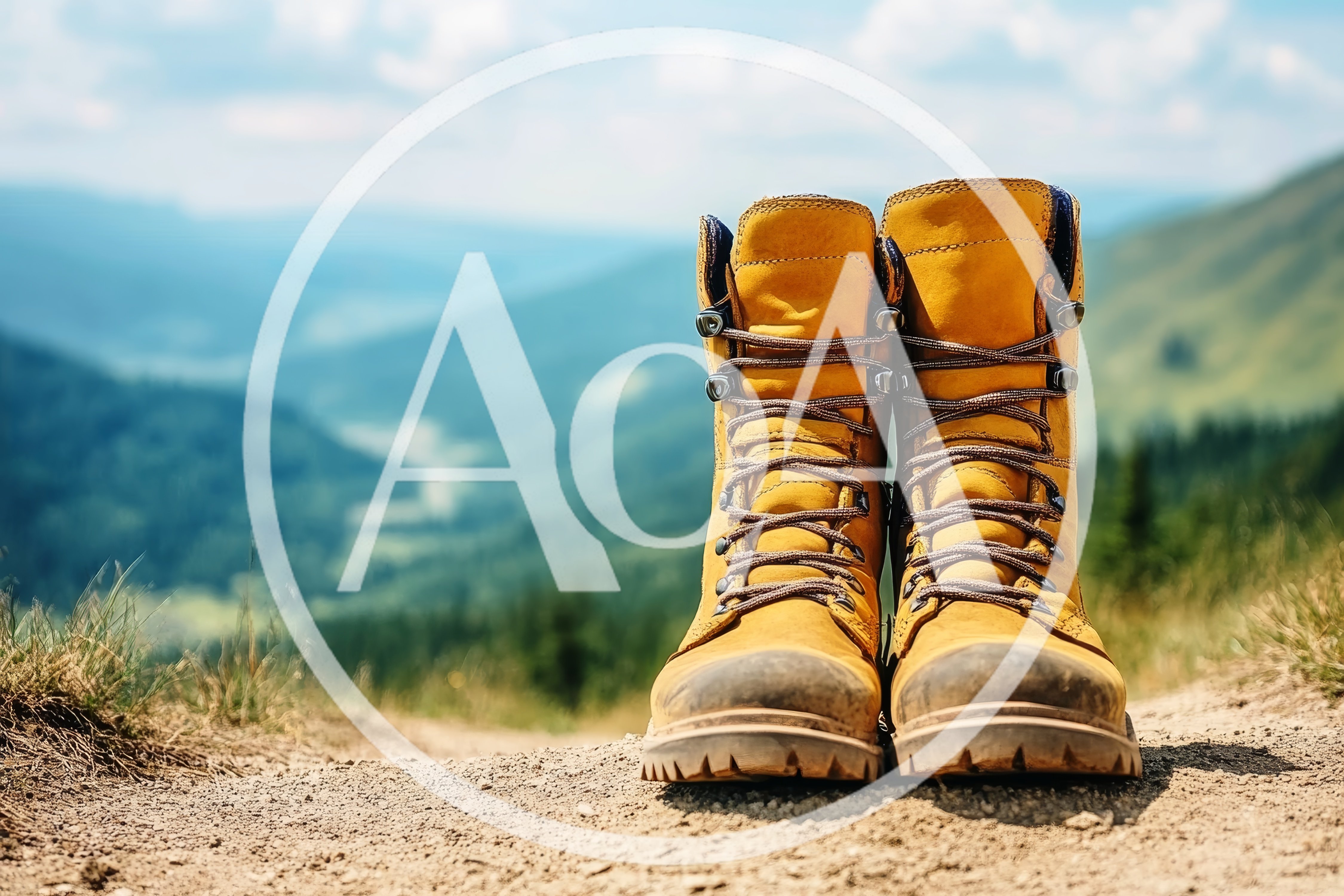 Hiking Boots Resting On A Mountain Trail
