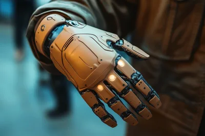 Close Up Of A Futuristic Robotic Prosthetic Hand
