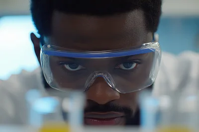 African American Scientist Examining Samples In Laboratory