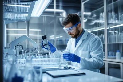 Male Scientist Conducting Research In A Modern Laboratory