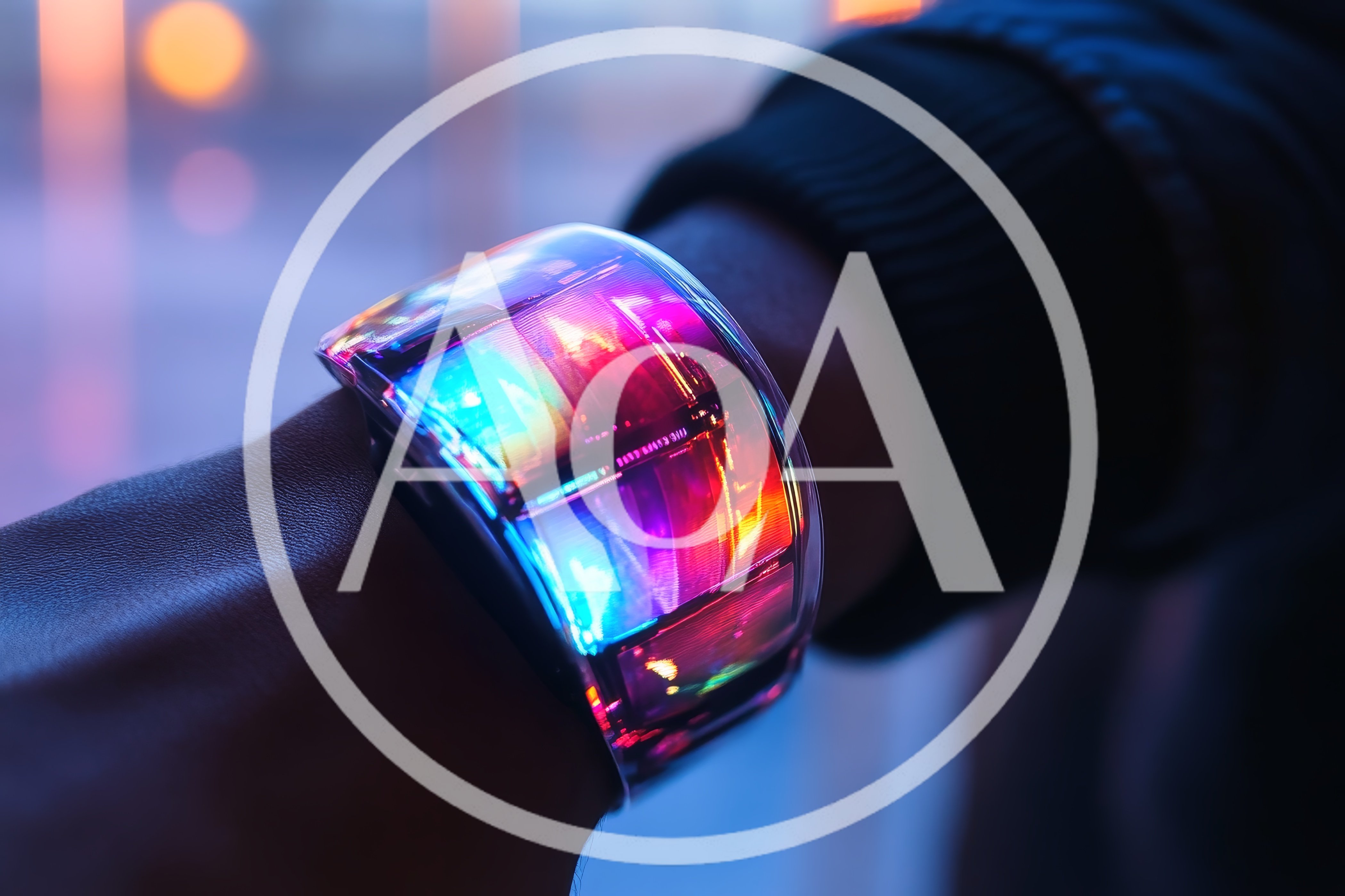 Futuristic Wearable Smart Bracelet With Glowing Digital Display