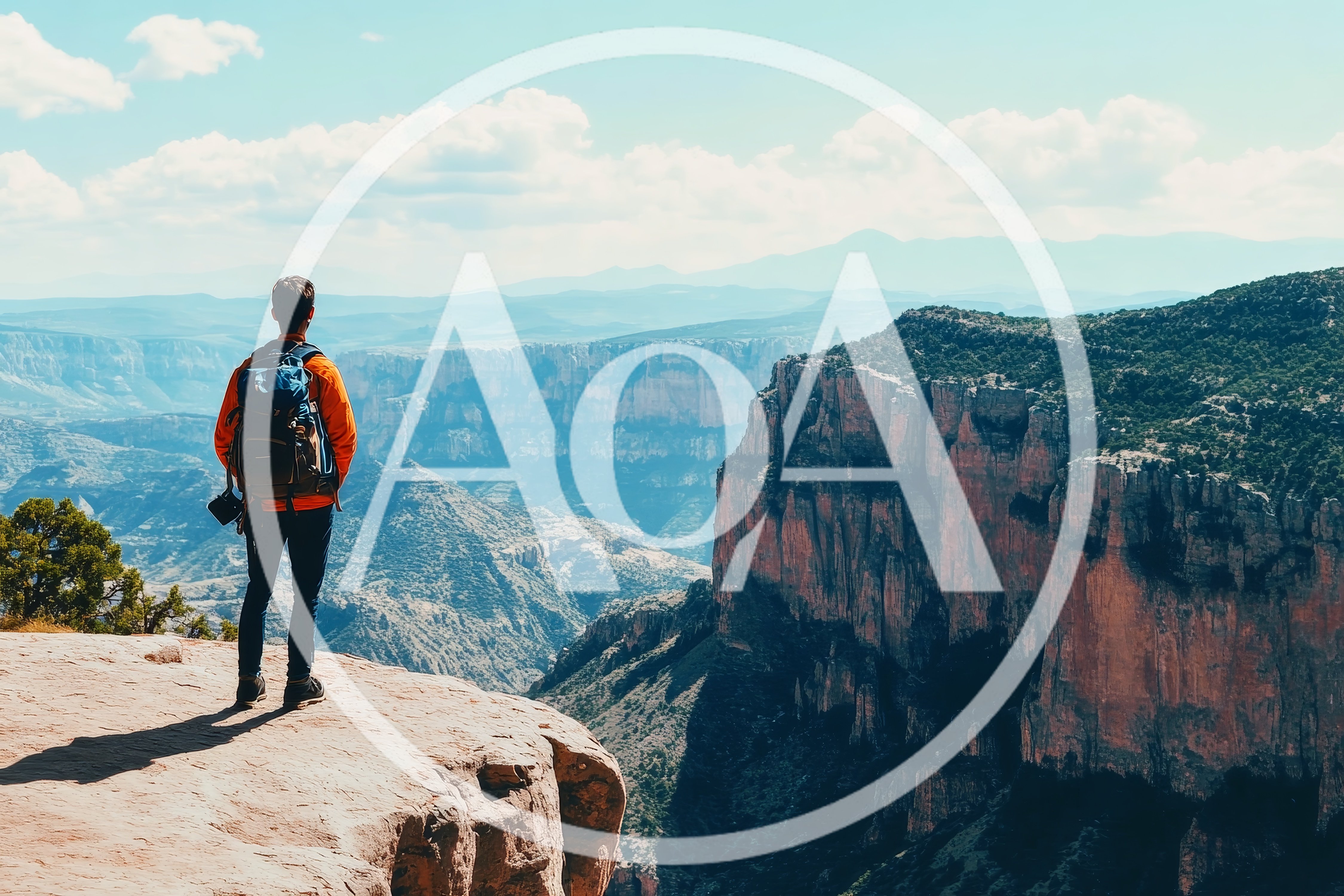 Hiker Standing On The Edge Of A Canyon