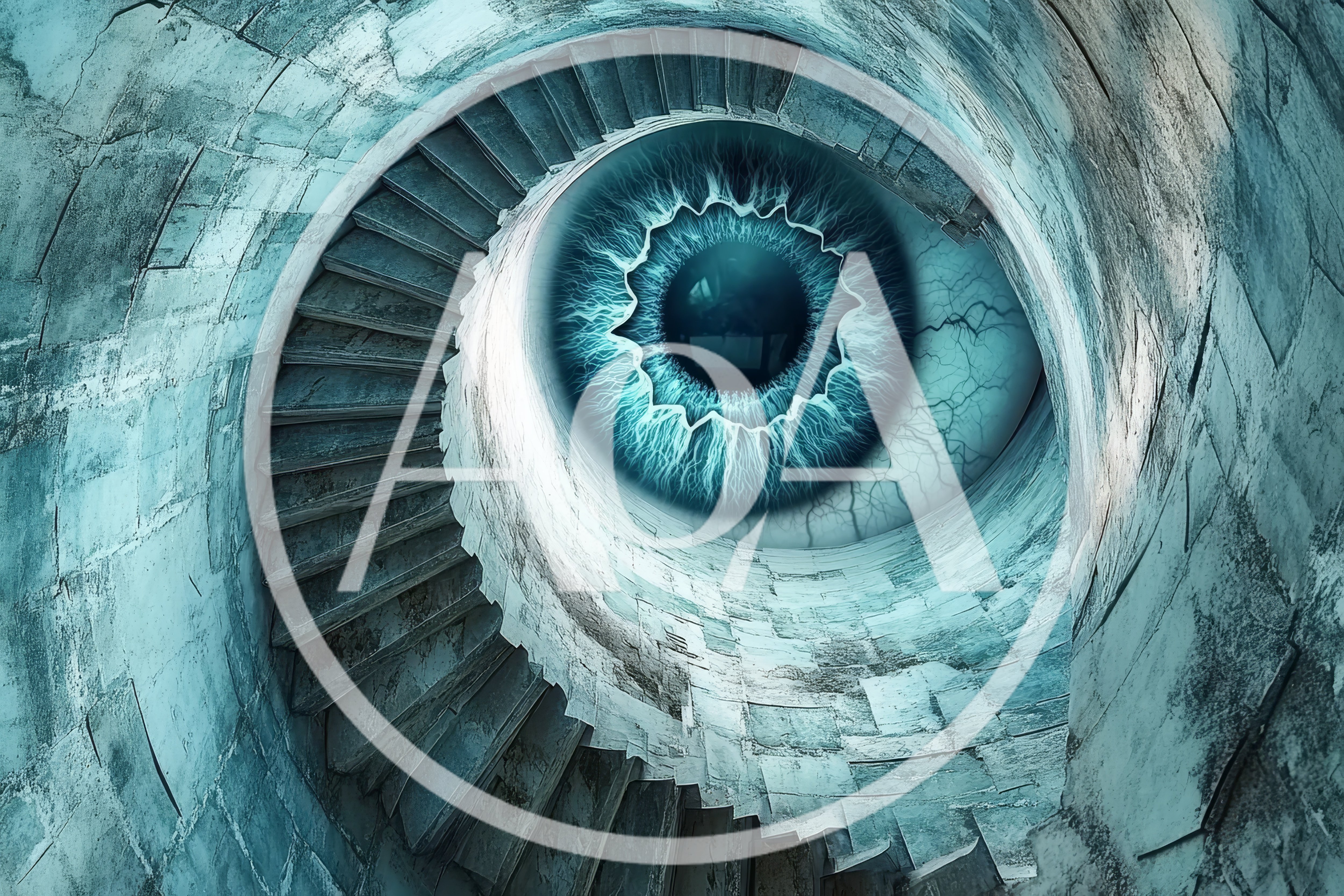 Surreal Spiral Staircase With Giant Human Eye